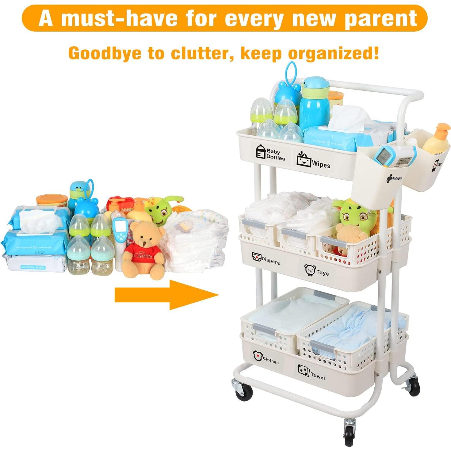 Carro Organizador de Pañales JOLEAD 3 Niveles con Cestas