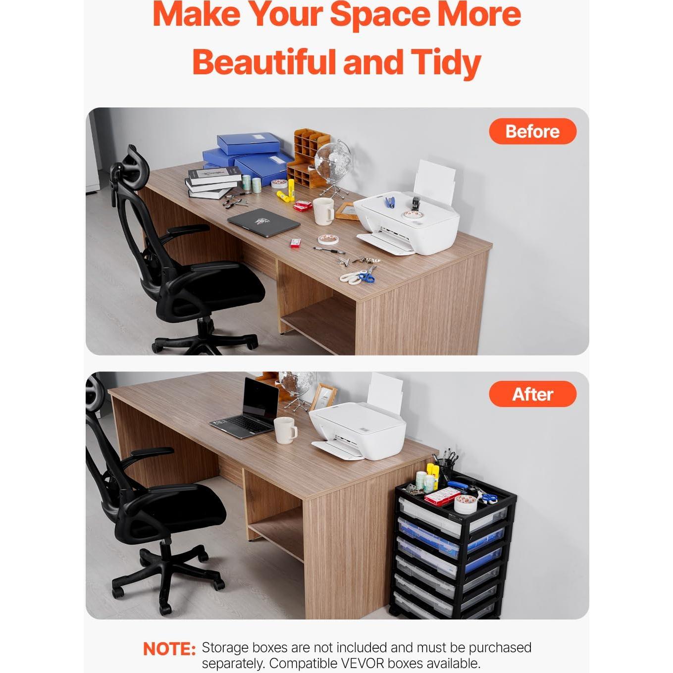 Carro de Almacenamiento Rodante VEVOR 6 Niveles Negro PP