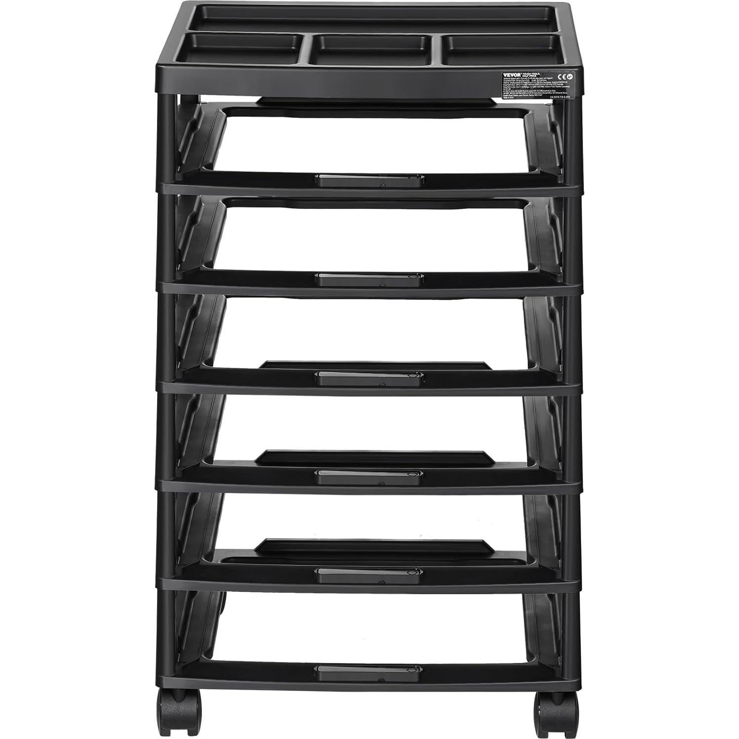 Carro de Almacenamiento Rodante VEVOR 6 Niveles Negro PP