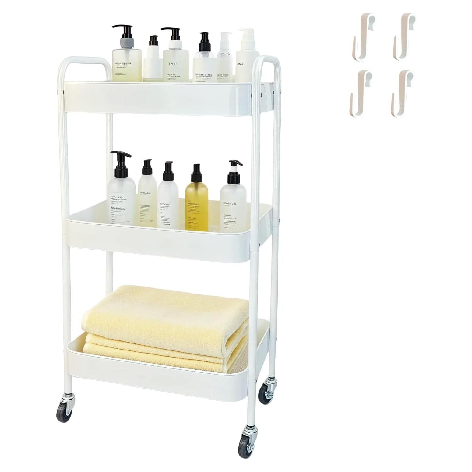 Carro rodante de metal 3 niveles LIWNYRK blanco con ruedas