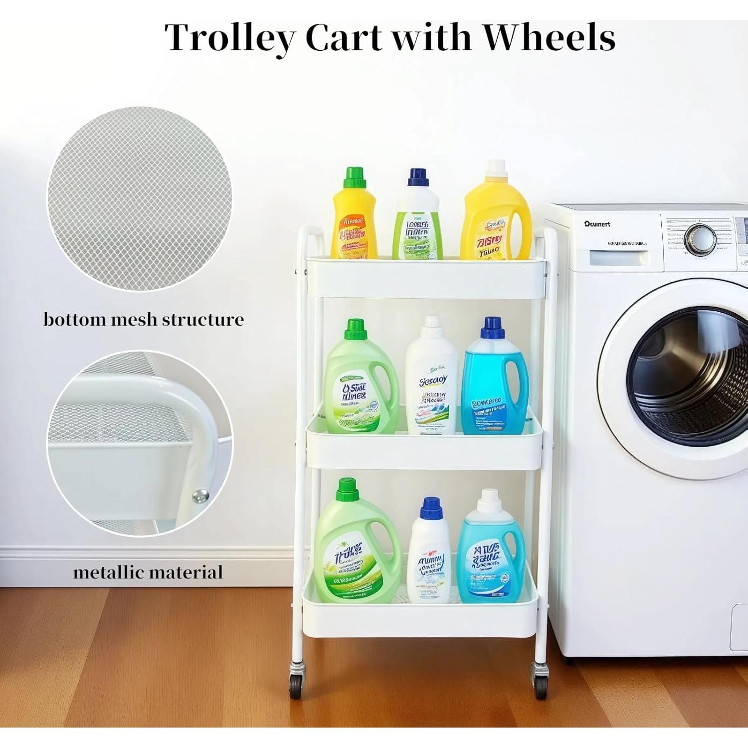 Carro rodante de metal 3 niveles LIWNYRK blanco con ruedas