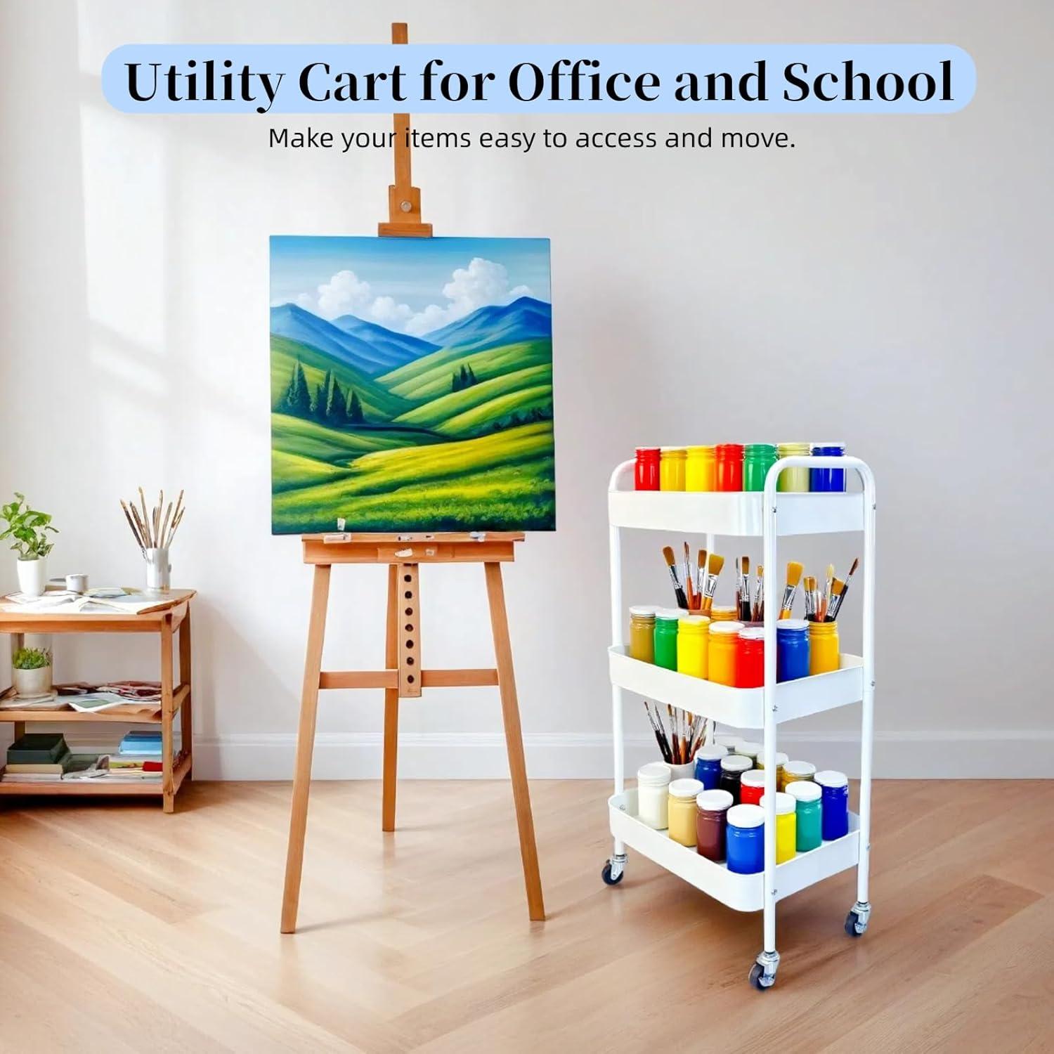 Carro rodante de metal 3 niveles LIWNYRK blanco con ruedas