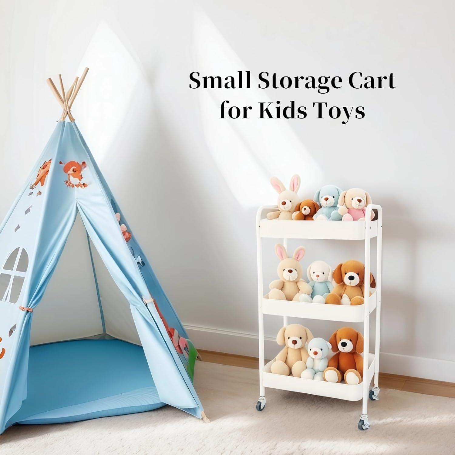 Carro rodante de metal 3 niveles LIWNYRK blanco con ruedas