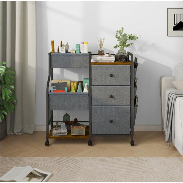 Organizador de Pañales Nuoex 3 Niveles con Ruedas Gris