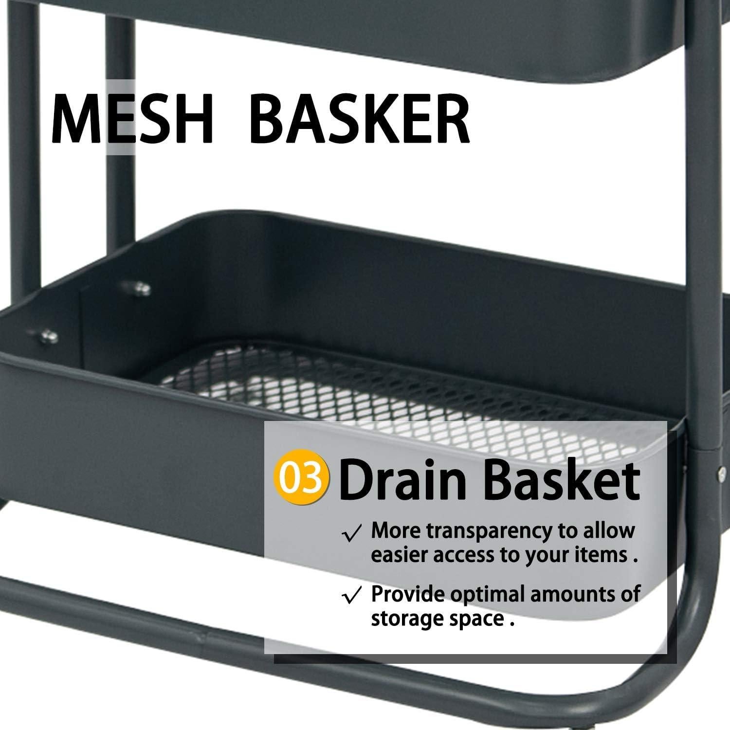 Carro de Almacenamiento Móvil Wonline 3 Niveles Metal Gris