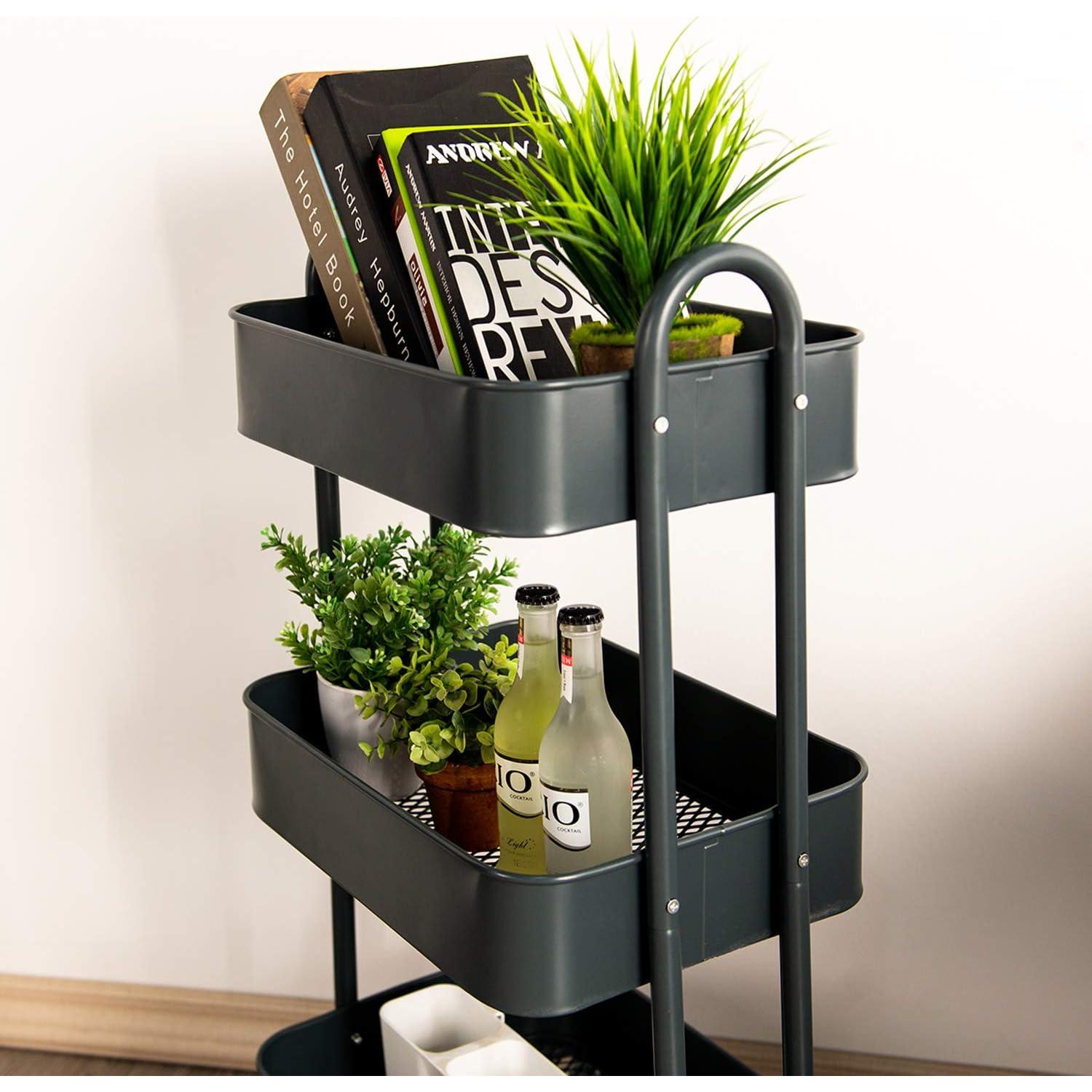 Carro de Almacenamiento Móvil Wonline 3 Niveles Metal Gris