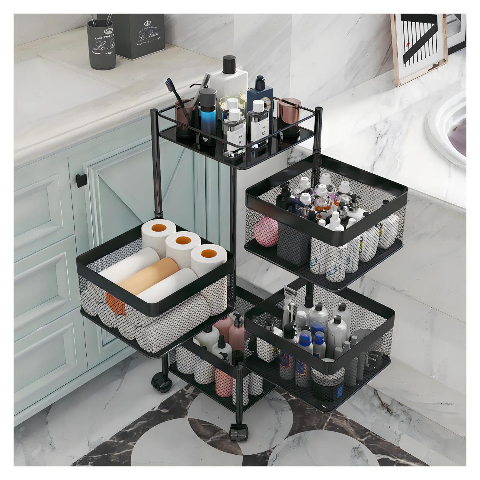 Estante de Almacenamiento Rotatorio xinyourui Negro 4 Niveles