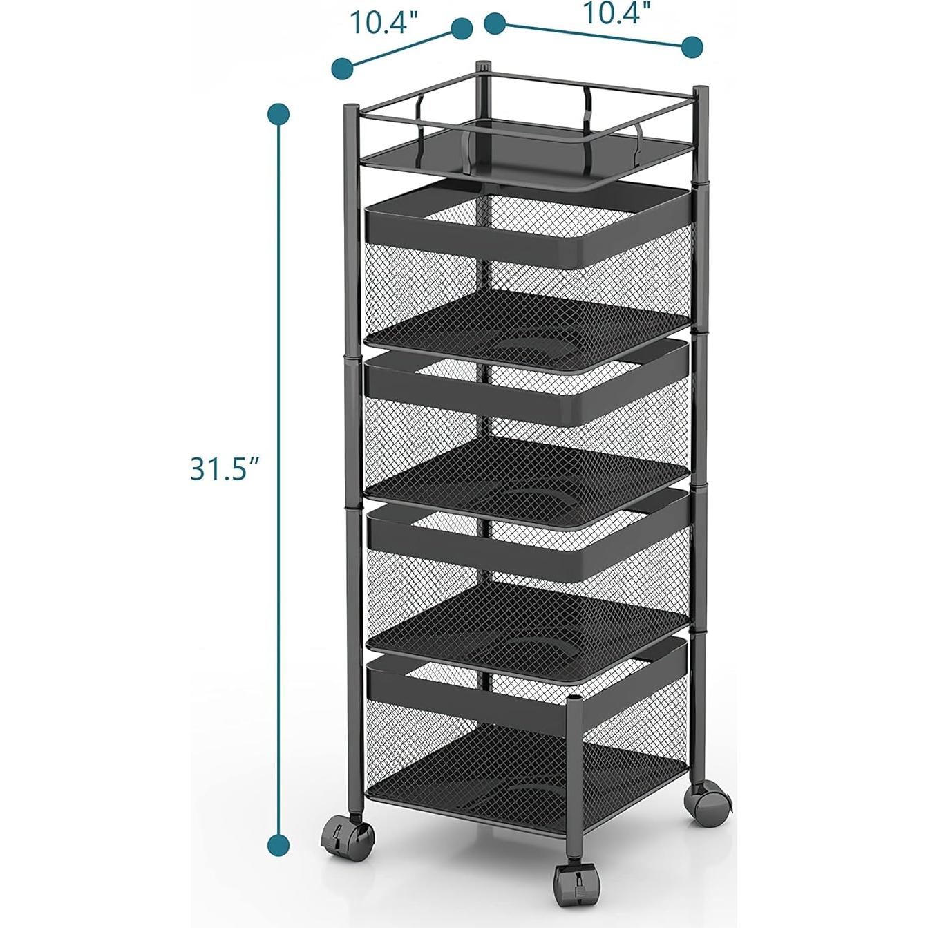 Estante de Almacenamiento Rotatorio xinyourui Negro 4 Niveles