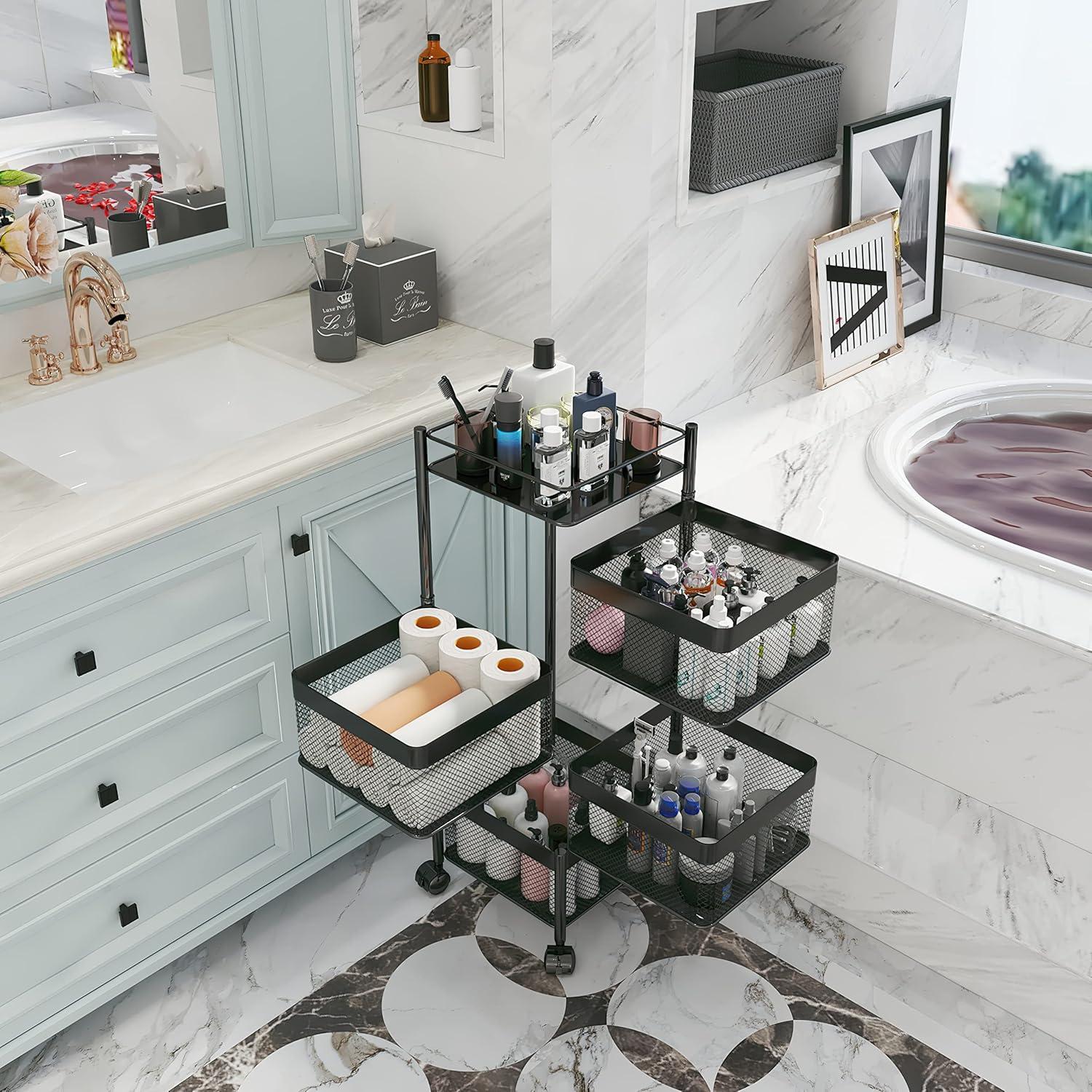 Estante de Almacenamiento Rotatorio xinyourui Negro 4 Niveles