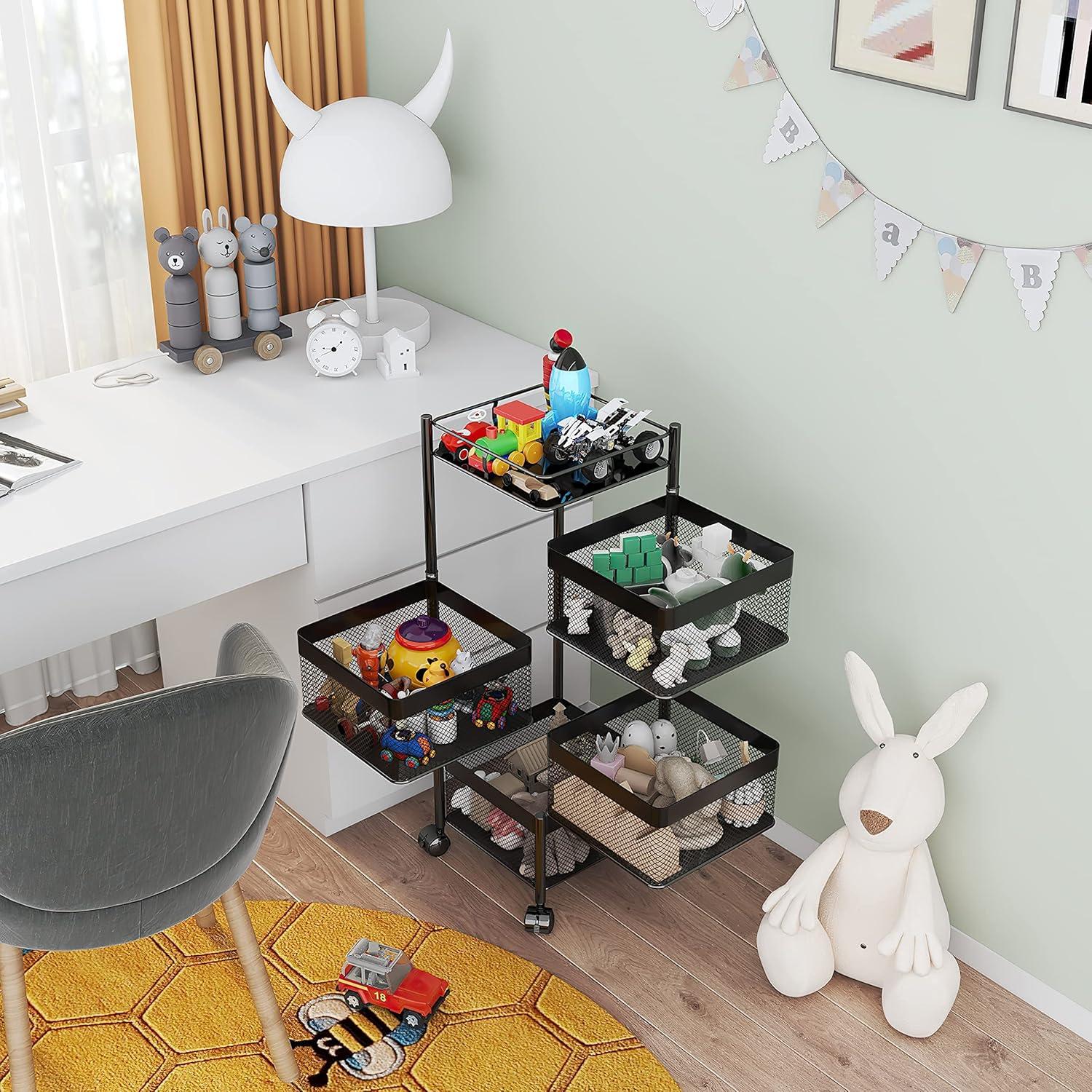 Estante de Almacenamiento Rotatorio xinyourui Negro 4 Niveles