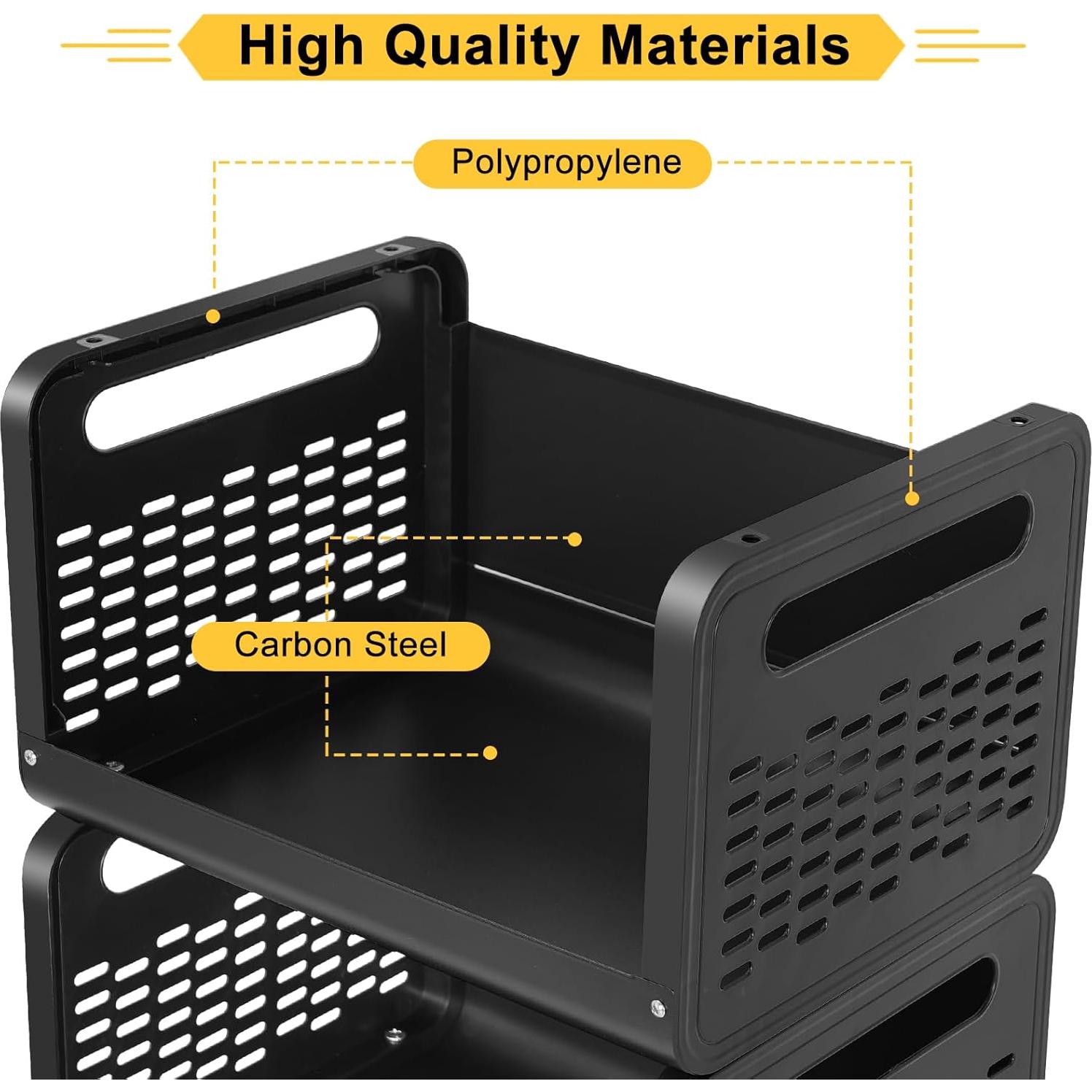 Carrito de Almacenamiento Pasocel 4 Niveles Negro 40x30x99 cm