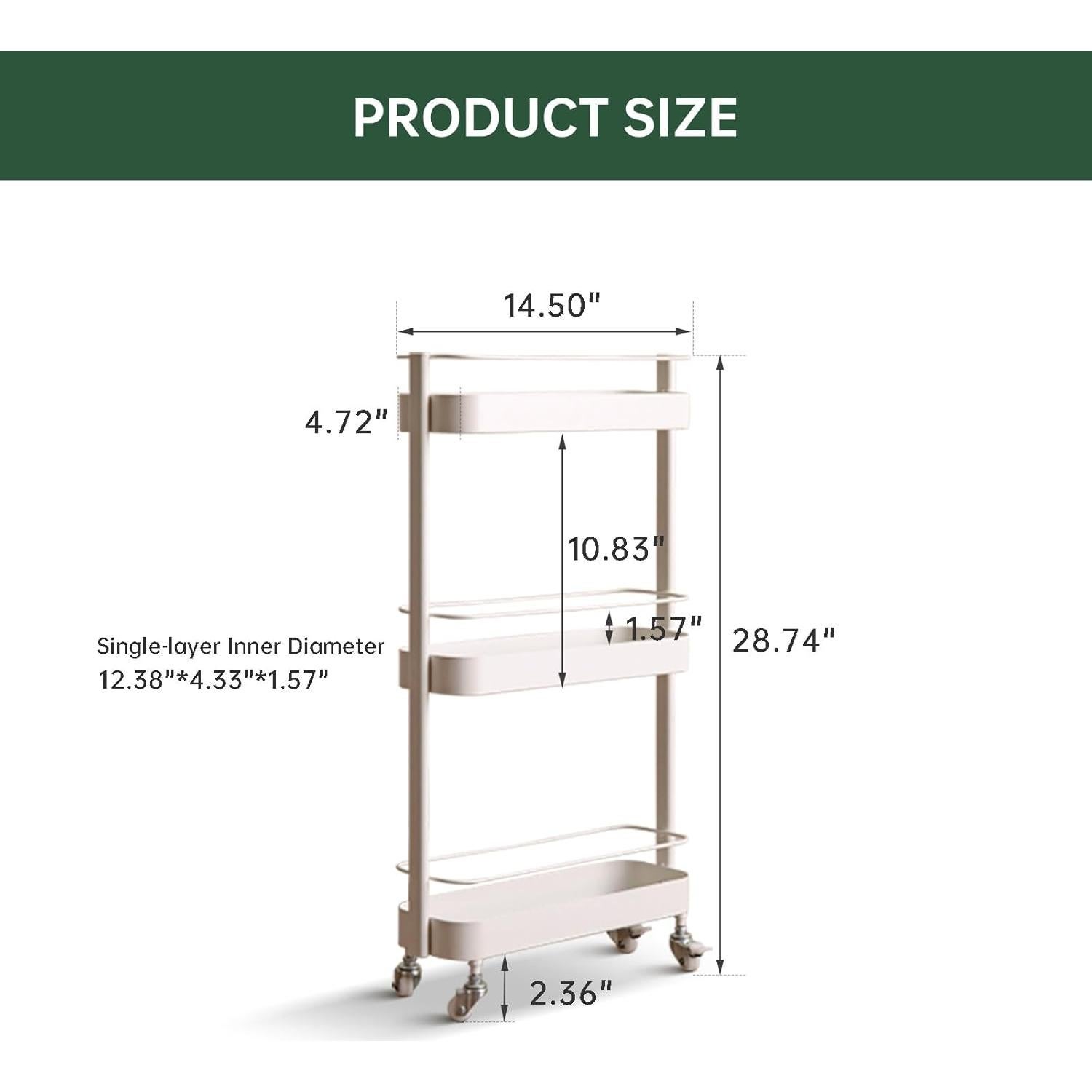 Carro de Almacenamiento Rodante Wayshome 3 Niveles Blanco