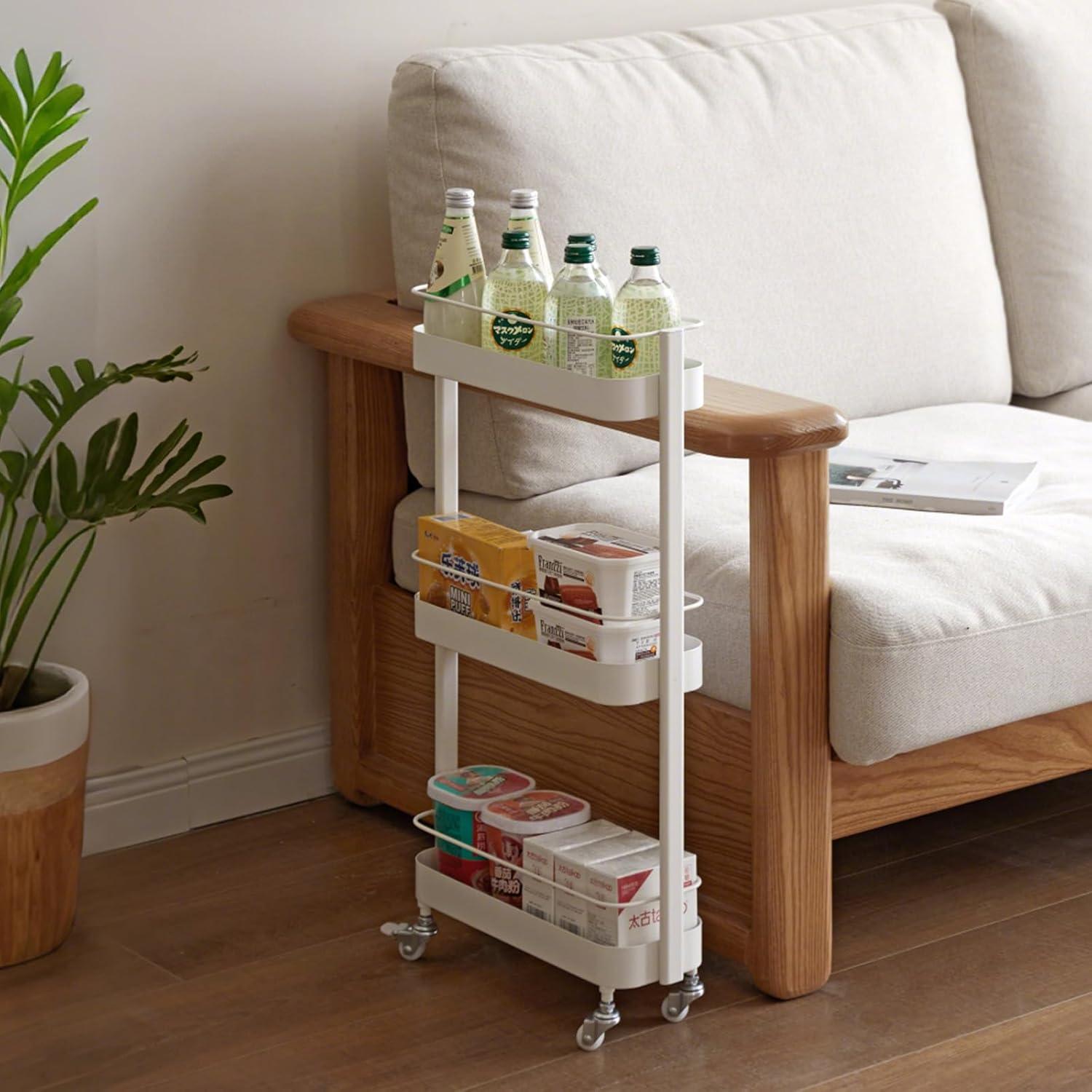 Carro de Almacenamiento Rodante Wayshome 3 Niveles Blanco