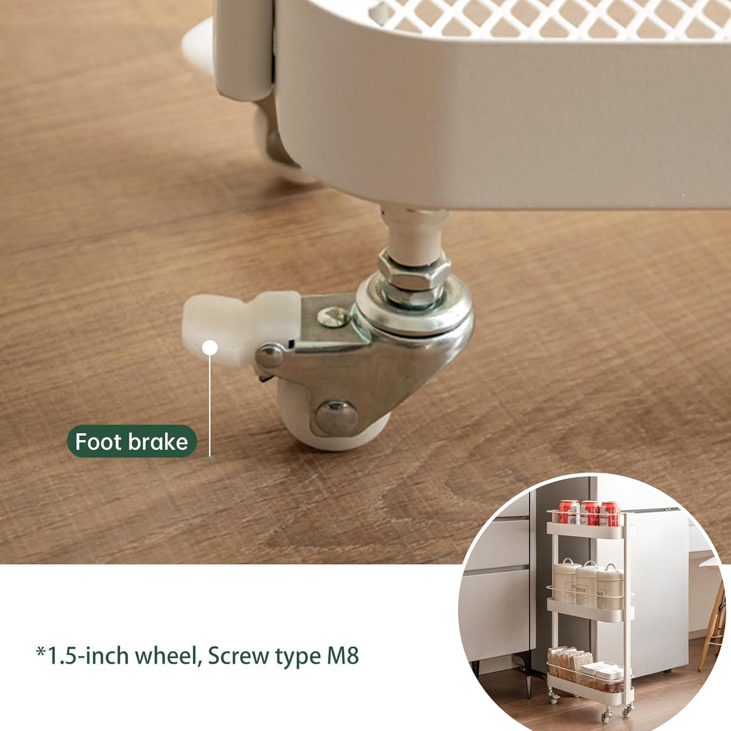 Carro de Almacenamiento Rodante Wayshome 3 Niveles Blanco