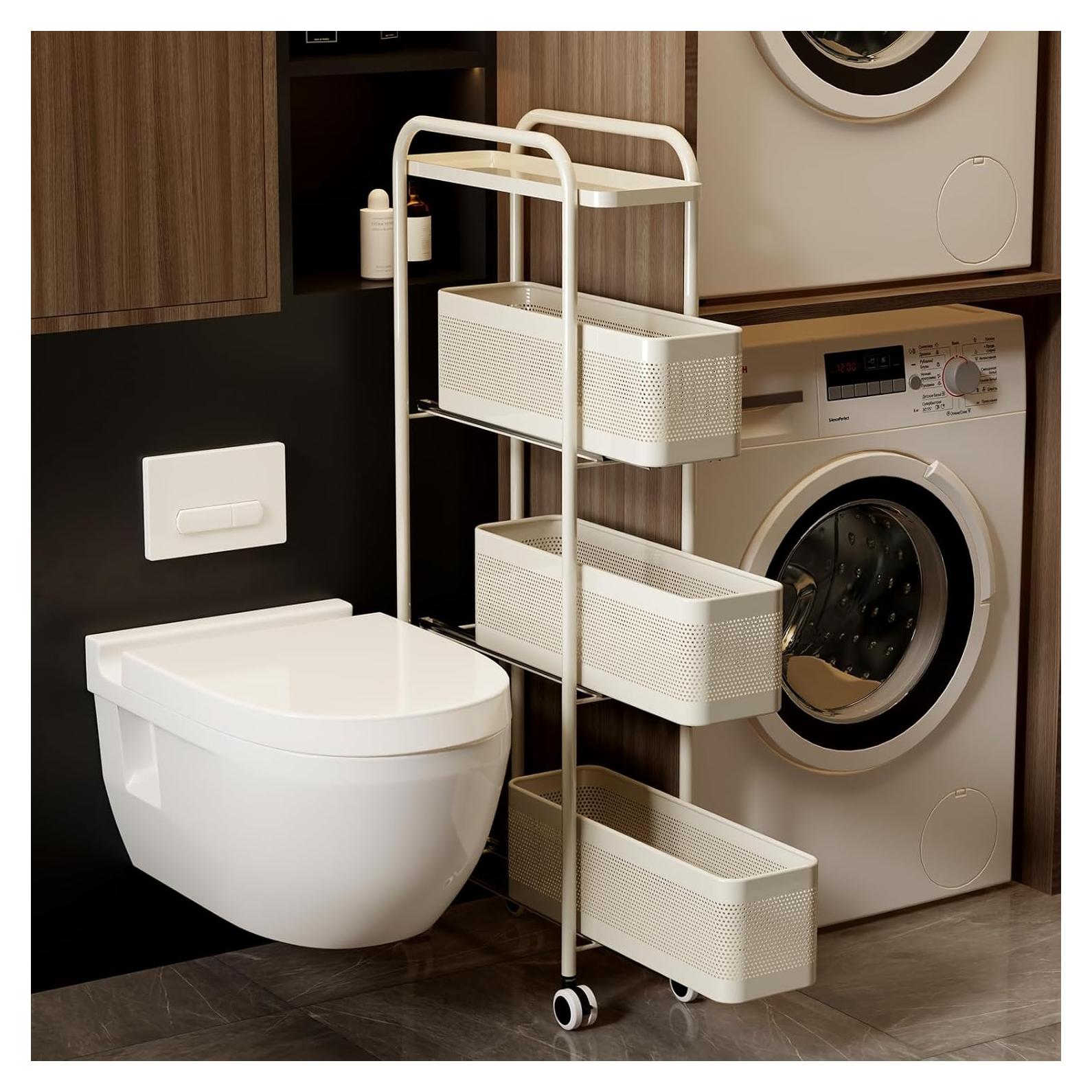 Carro de Almacenamiento Delgado CABTE 4 Niveles Blanco