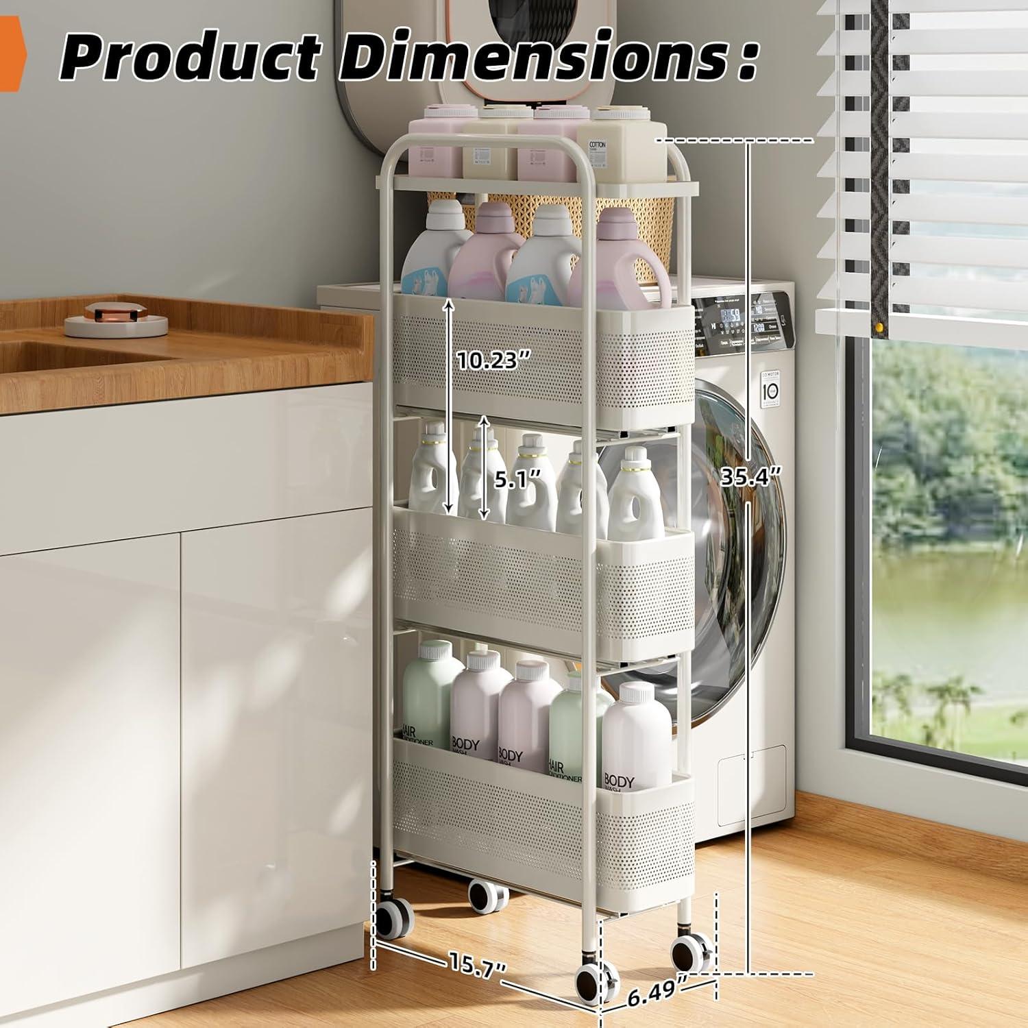 Carro de Almacenamiento Delgado CABTE 4 Niveles Blanco