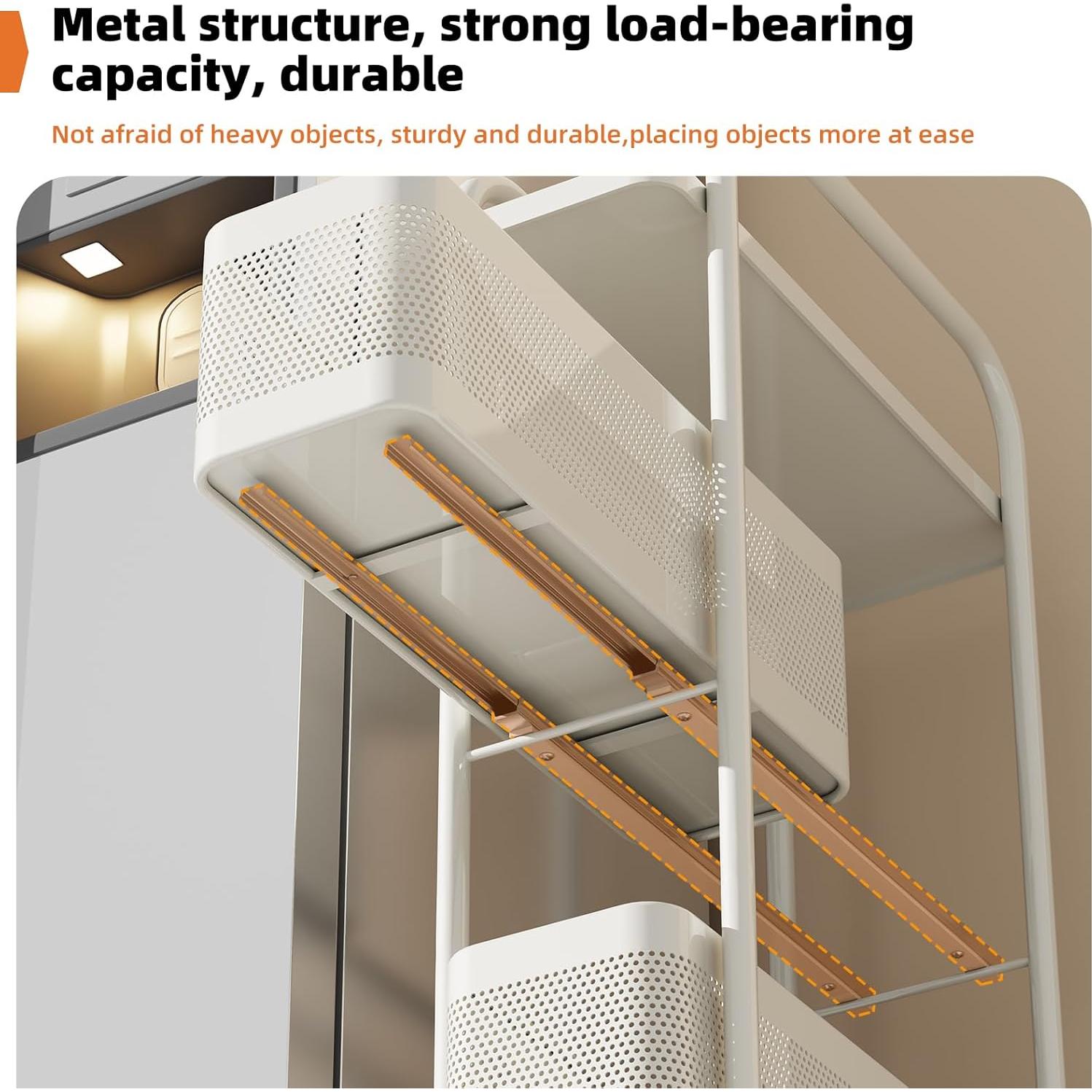 Carro de Almacenamiento Delgado CABTE 4 Niveles Blanco