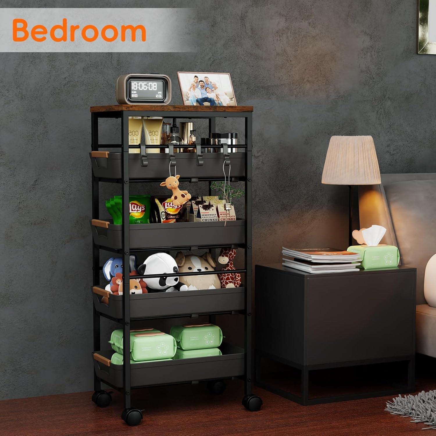 Carro de Almacenamiento de Cocina Landmok 5 Niveles Negro