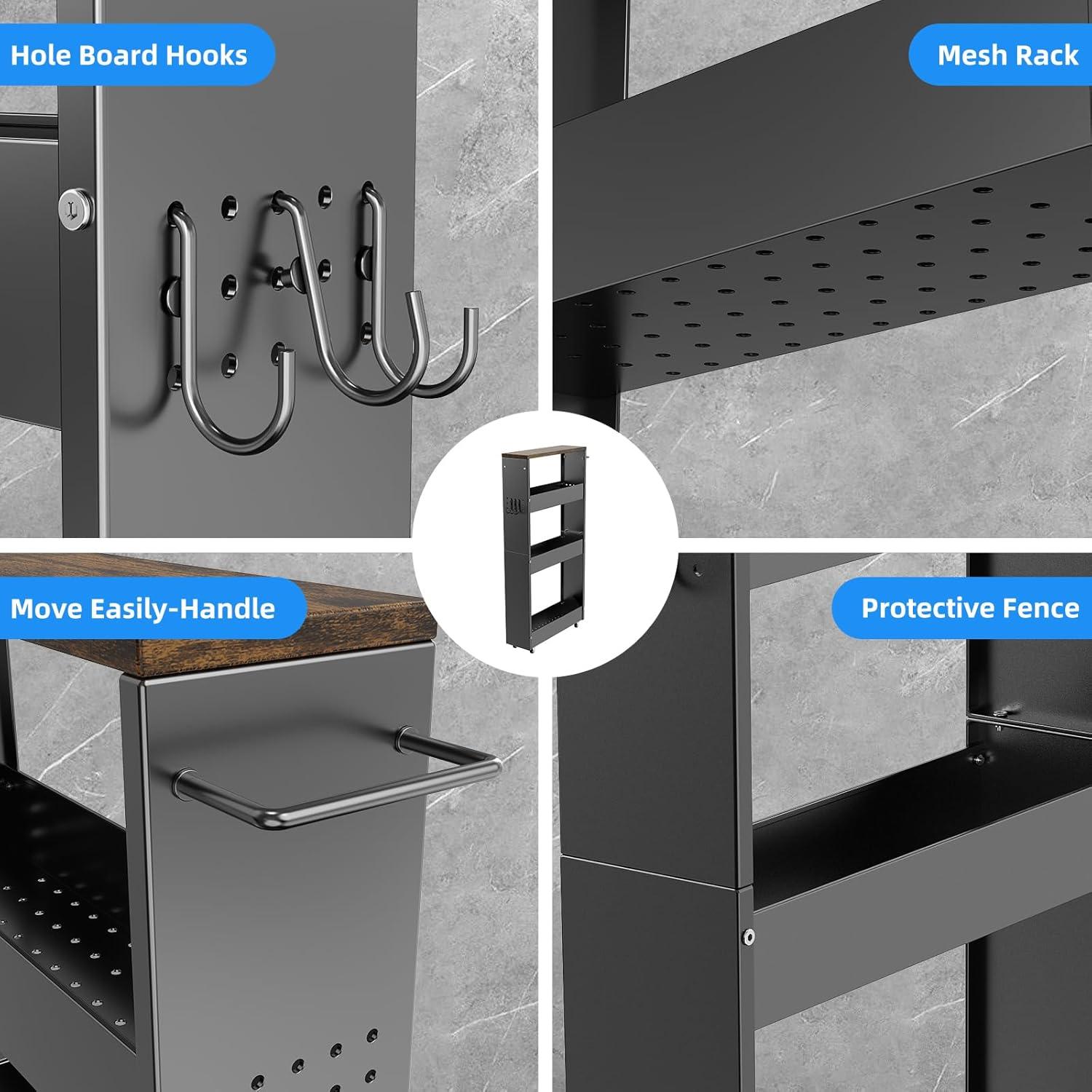 Carro de Almacenamiento CABTE 4 Niveles Negro Organizador