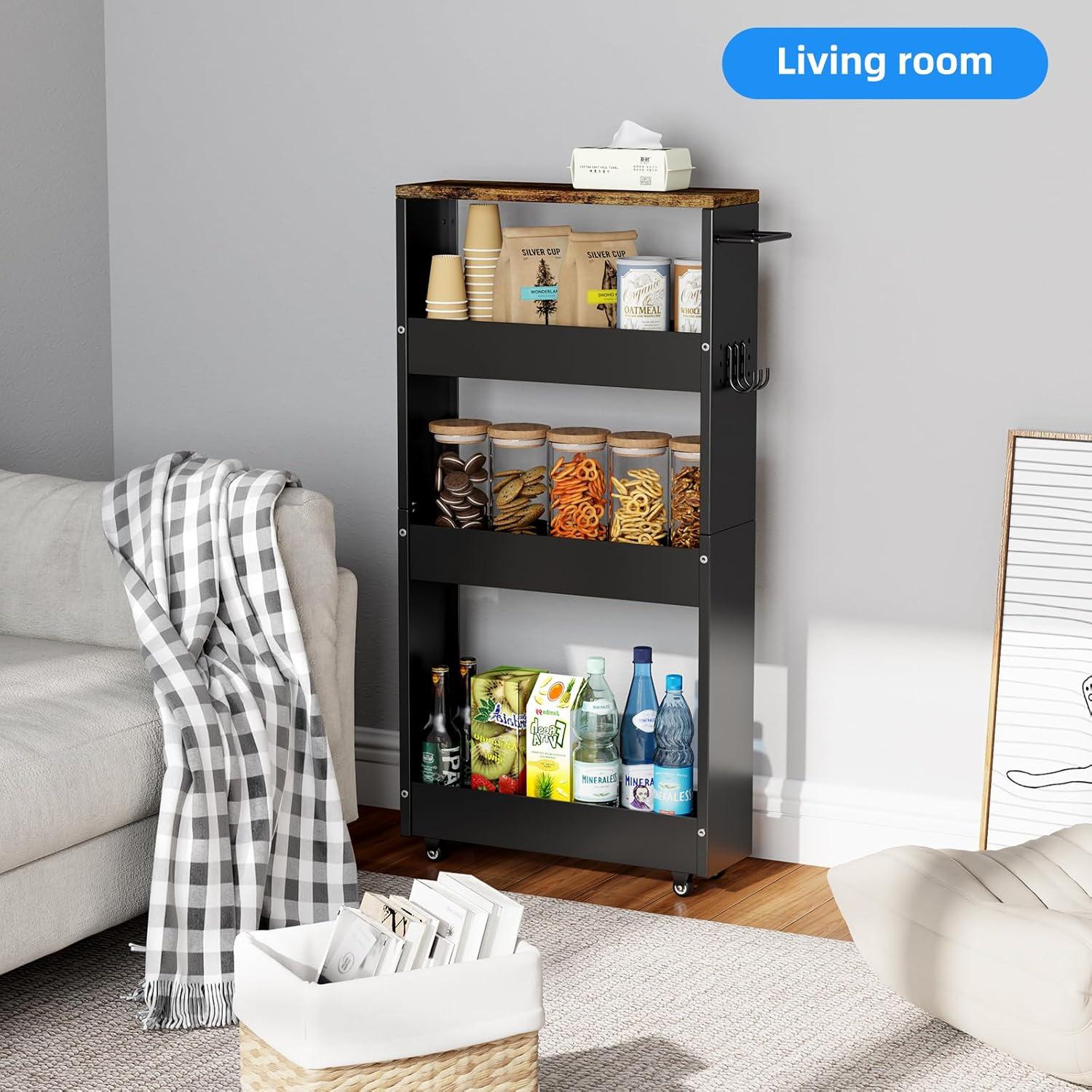 Carro de Almacenamiento CABTE 4 Niveles Negro Organizador