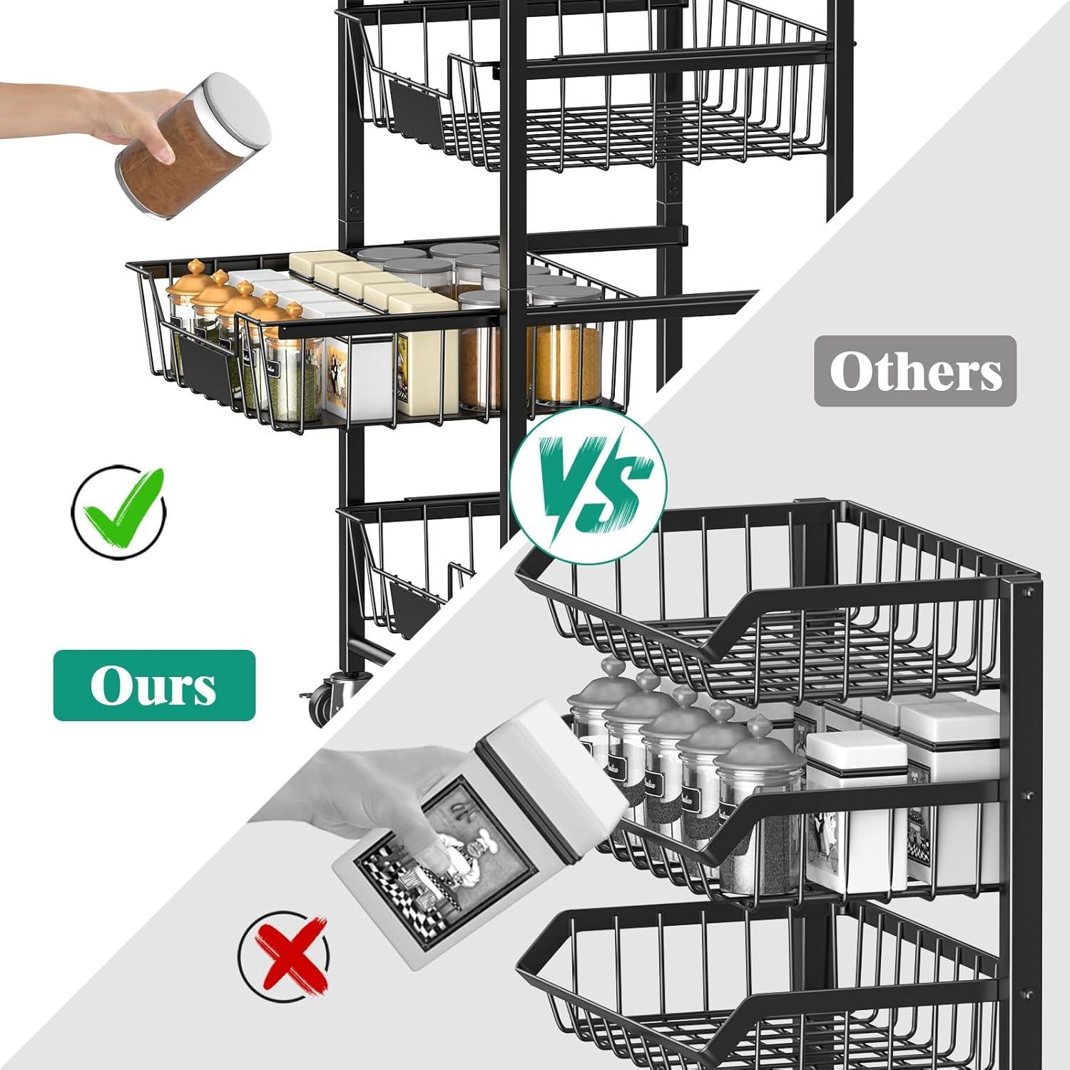 Cesta de Frutas y Verduras Giwil KSC01 4 Niveles Negro