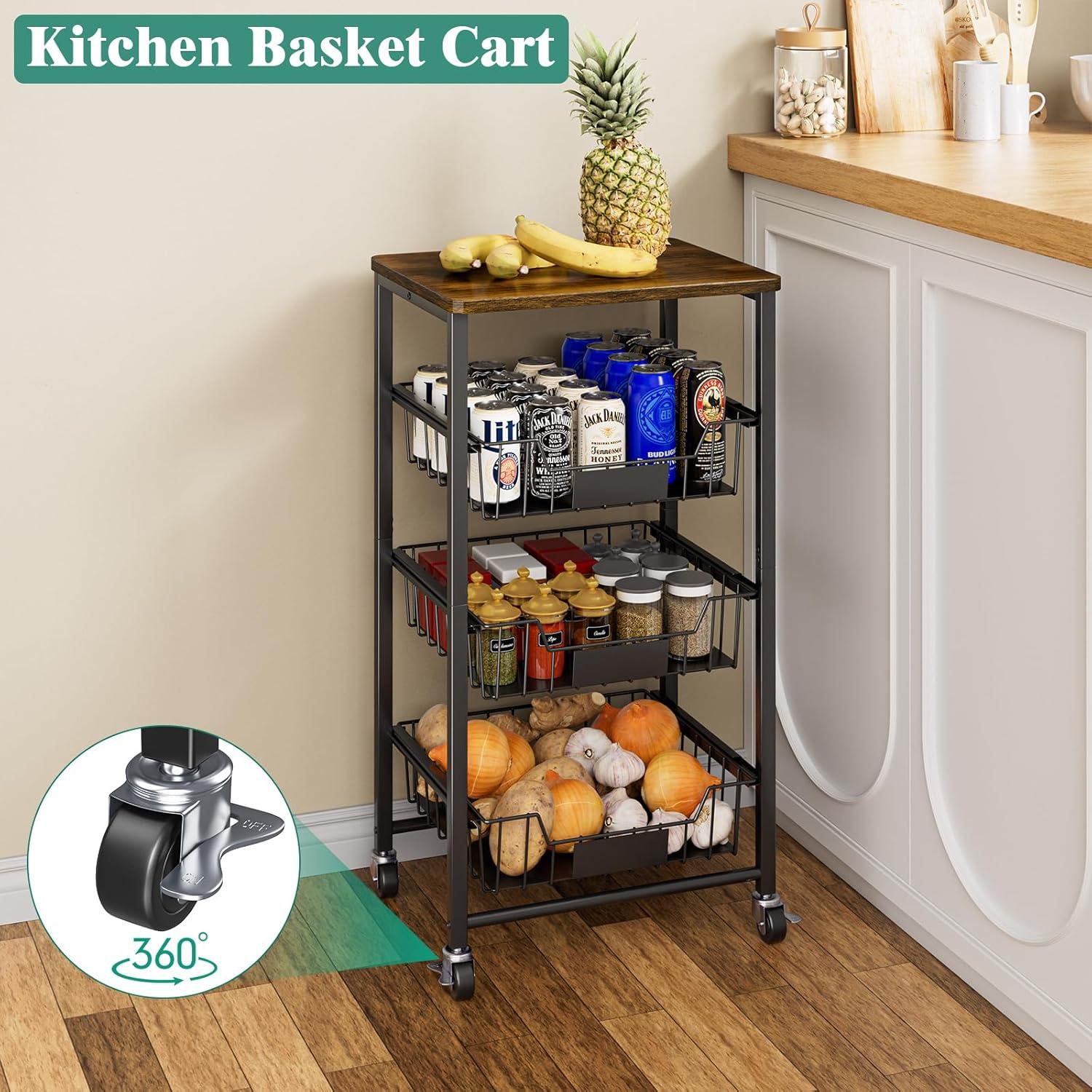 Cesta de Frutas y Verduras Giwil KSC01 4 Niveles Negro