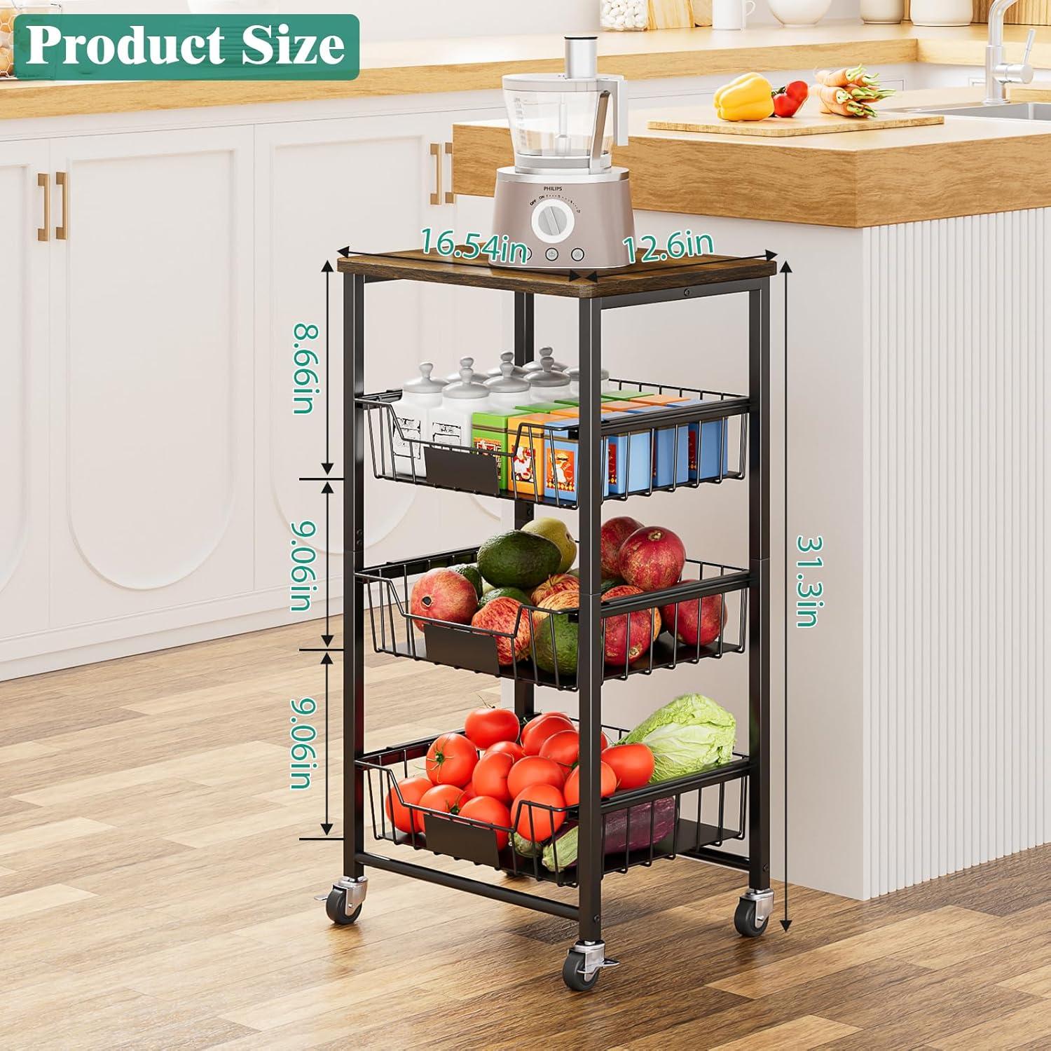 Cesta de Frutas y Verduras Giwil KSC01 4 Niveles Negro