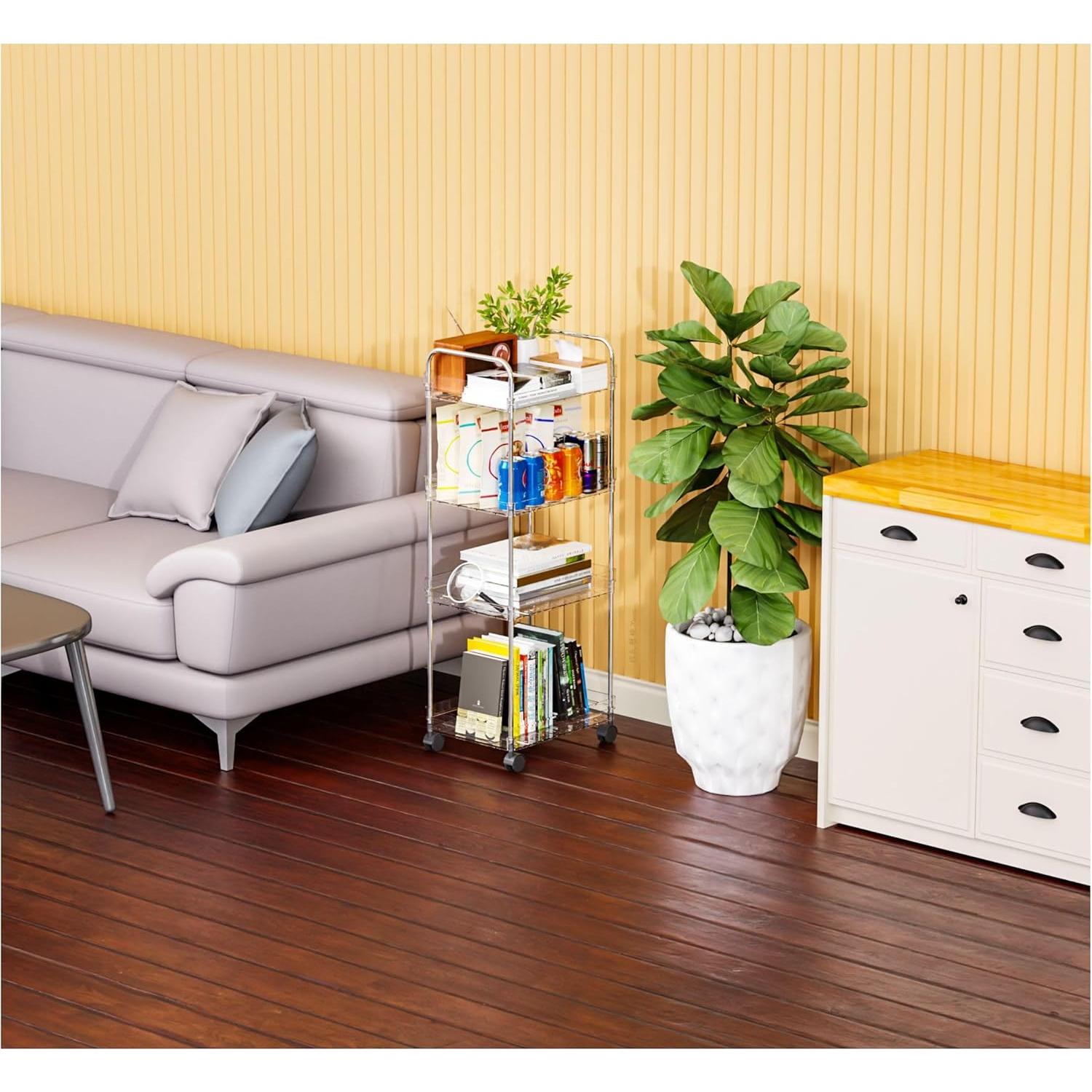 Carro Rodante de Almacenamiento Yieach Acrílico 4 Niveles