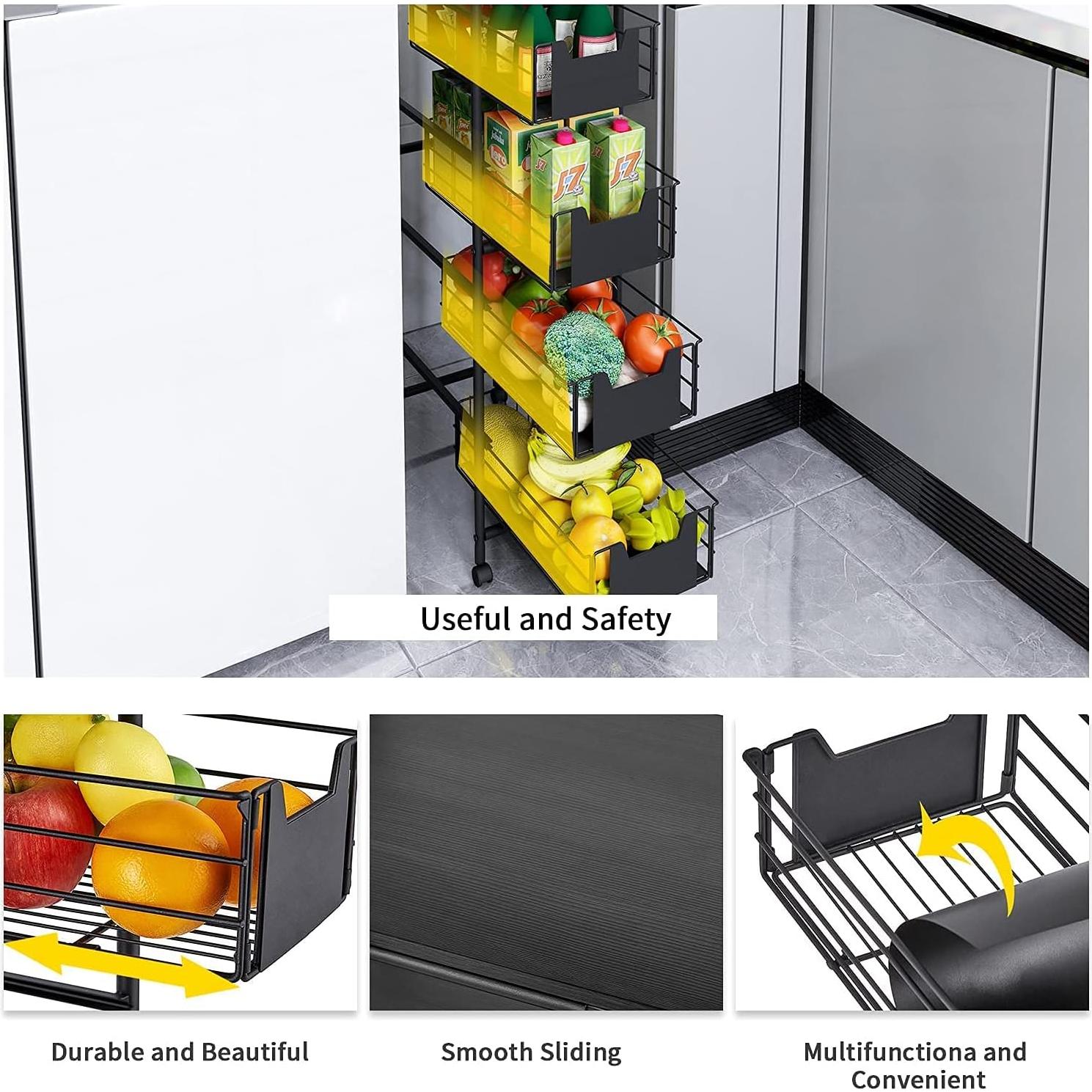 Carro Rodante Delgado WHIFEA 5 Niveles Metal Negro