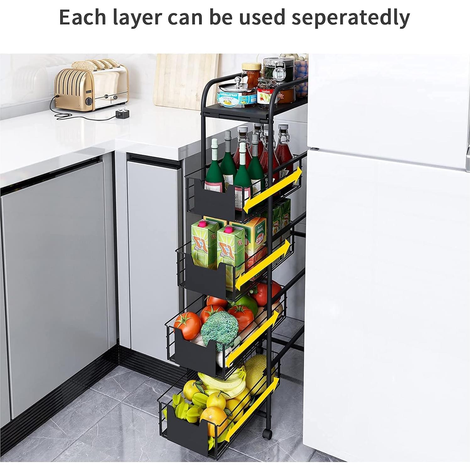 Carro Rodante Delgado WHIFEA 5 Niveles Metal Negro