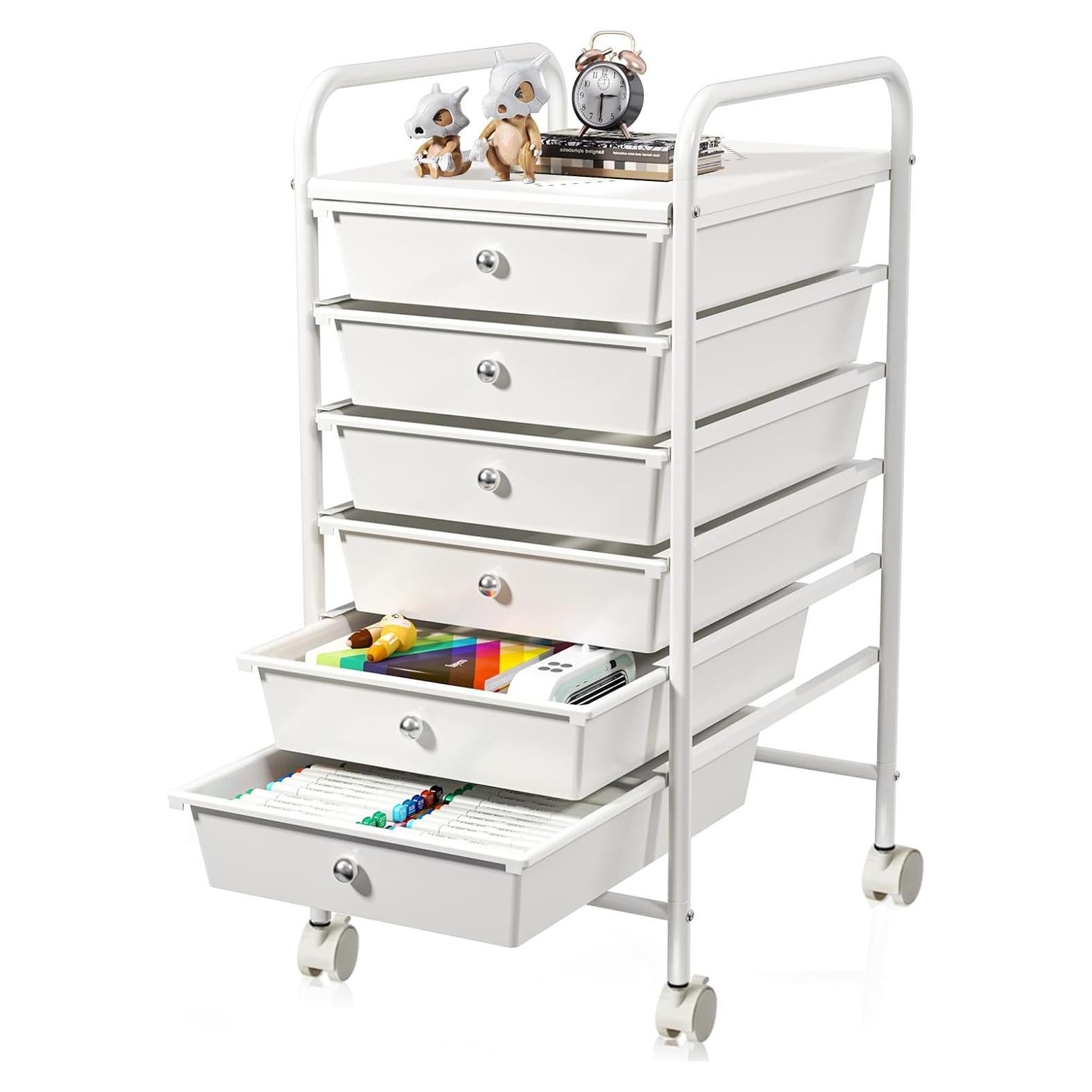 Carro de Almacenamiento Rodante Vivihomety 6 Cajones Blanco