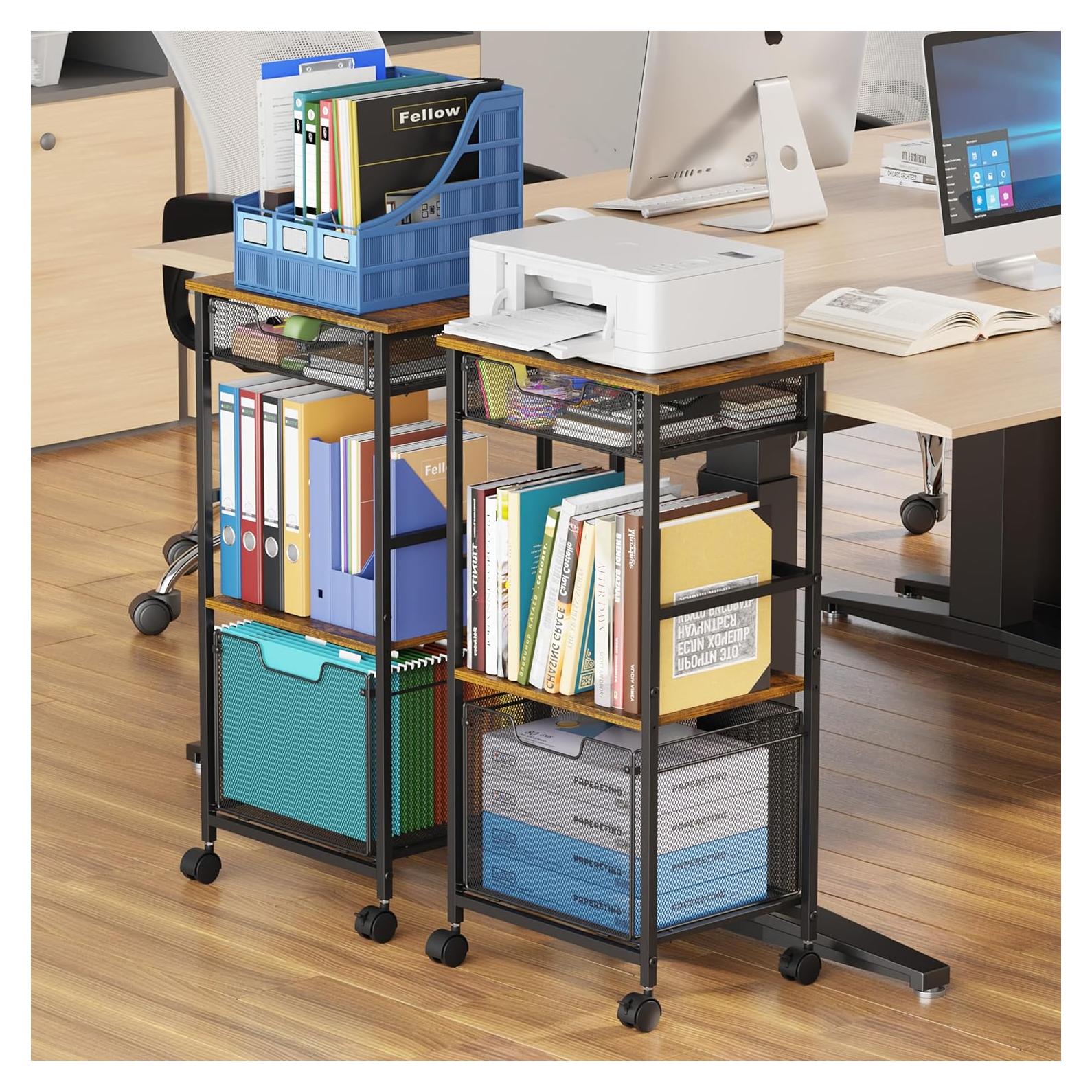 Carro de Archivo Rodante Tiaoheka 4 Niveles Marrón