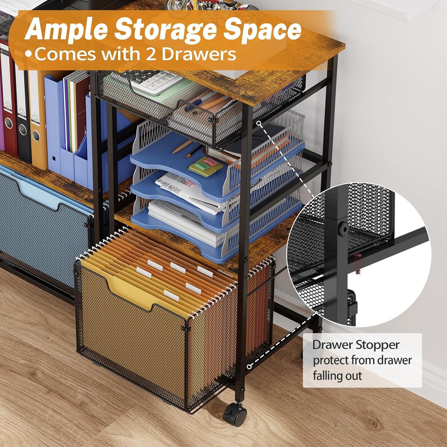 Carro de Archivo Rodante Tiaoheka 4 Niveles Marrón