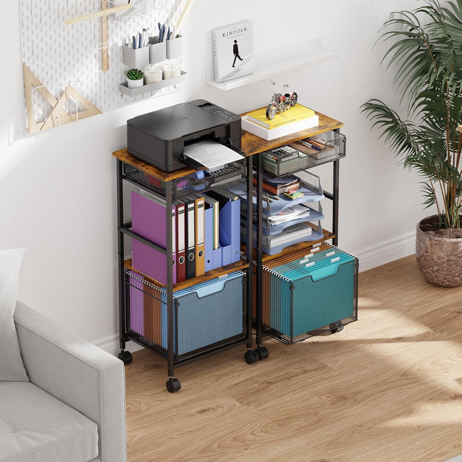 Carro de Archivo Rodante Tiaoheka 4 Niveles Marrón