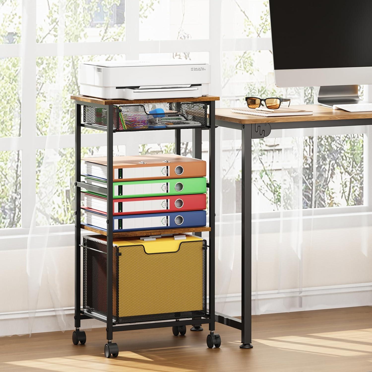 Carro de Archivo Rodante Tiaoheka 4 Niveles Marrón