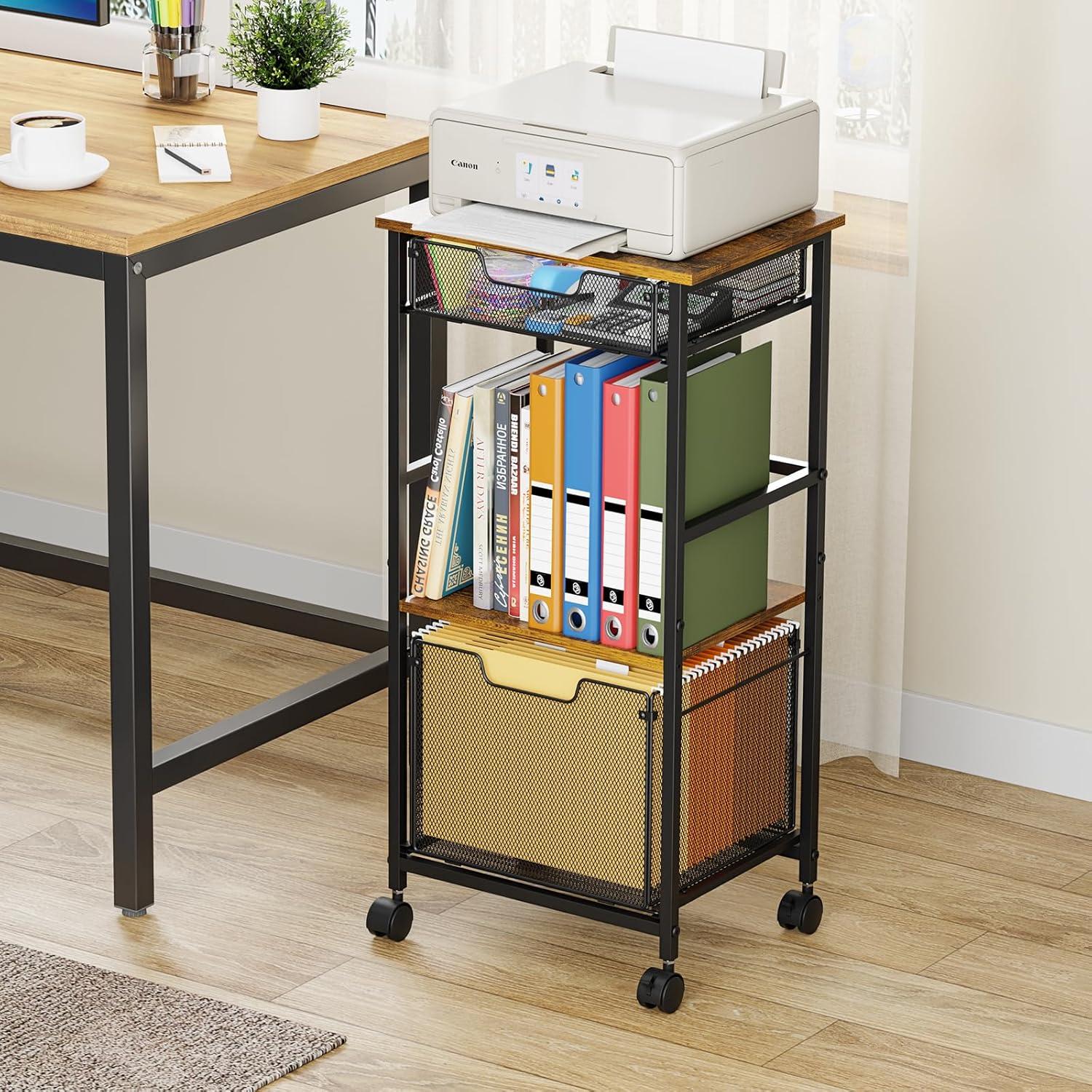 Carro de Archivo Rodante Tiaoheka 4 Niveles Marrón