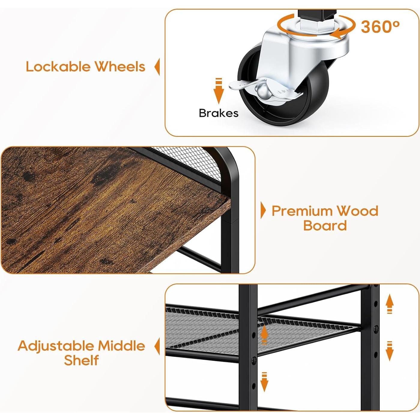 Carro Rodante de Almacenamiento PAPAGIFTREE 4 Niveles Metal