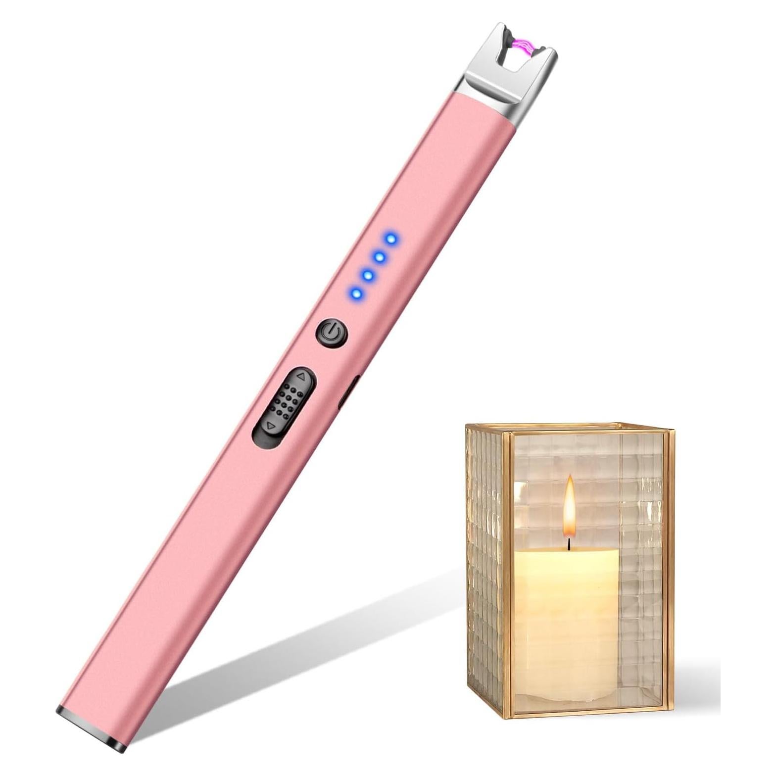 Encendedor eléctrico recargable LcFun rosa para vela y BBQ