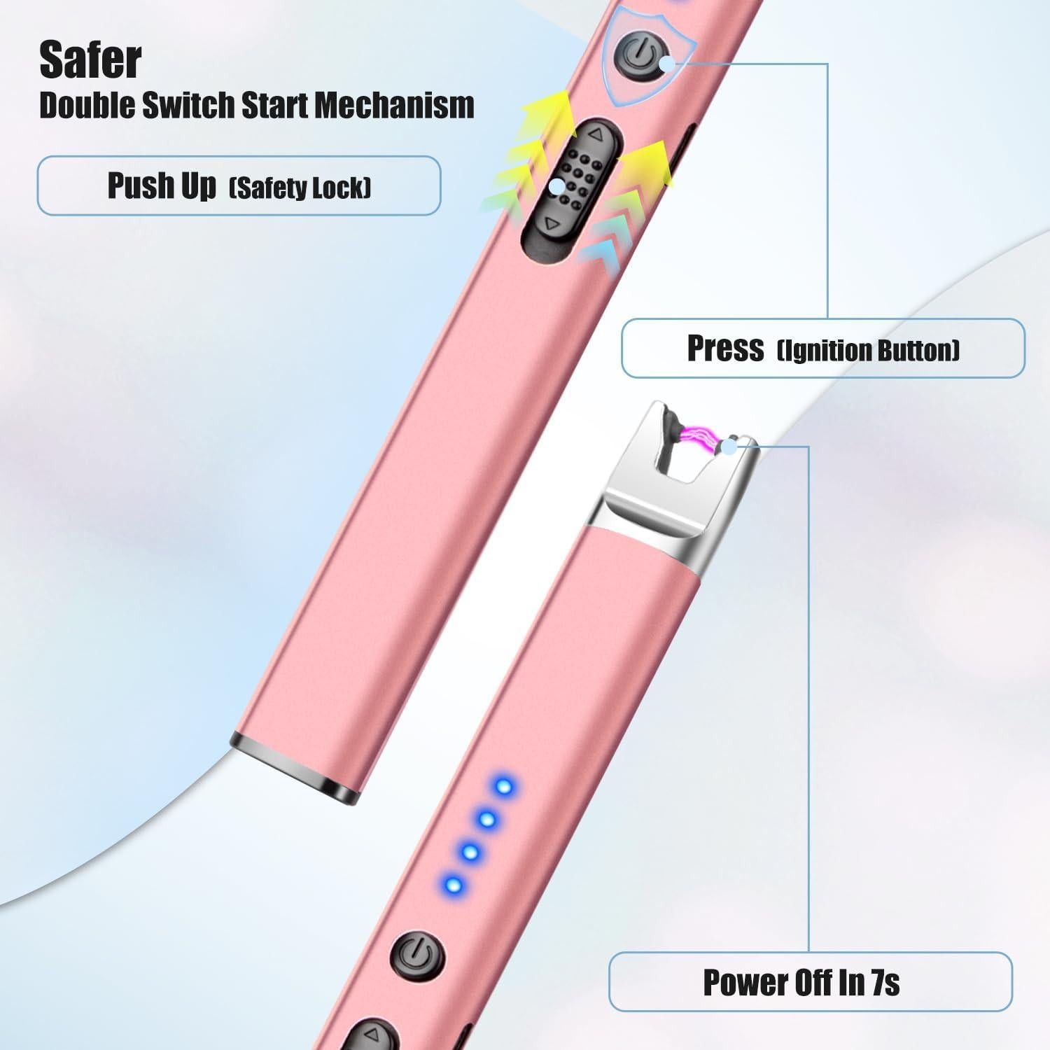 Encendedor eléctrico recargable LcFun rosa para vela y BBQ