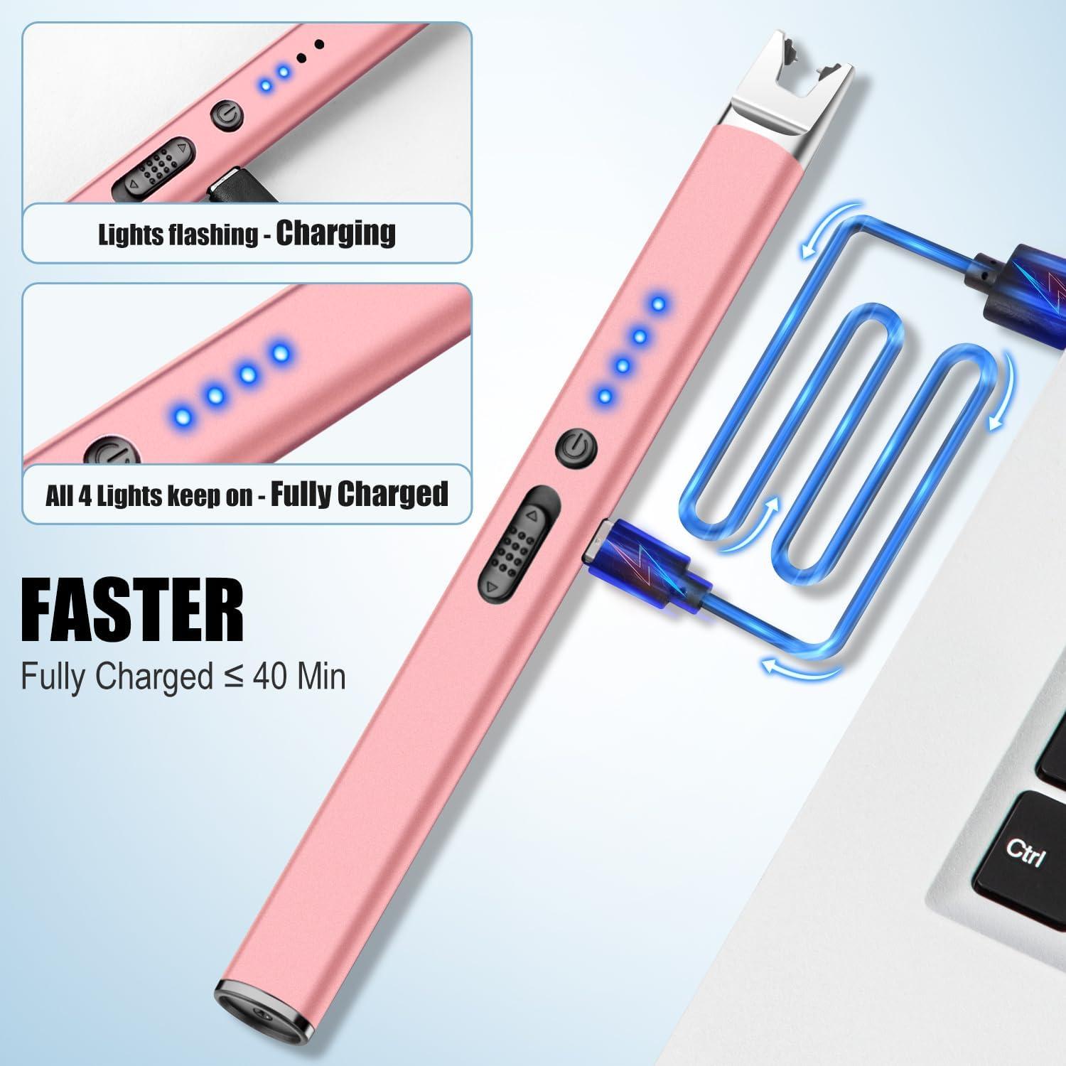 Encendedor eléctrico recargable LcFun rosa para vela y BBQ