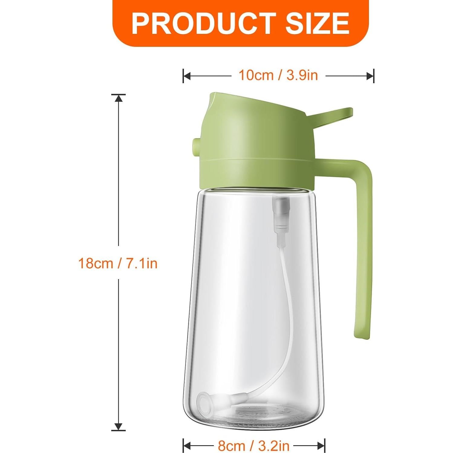 Dispensador y Pulverizador de Aceite 2 en 1 Wanjiashanxuan 470ml Verde