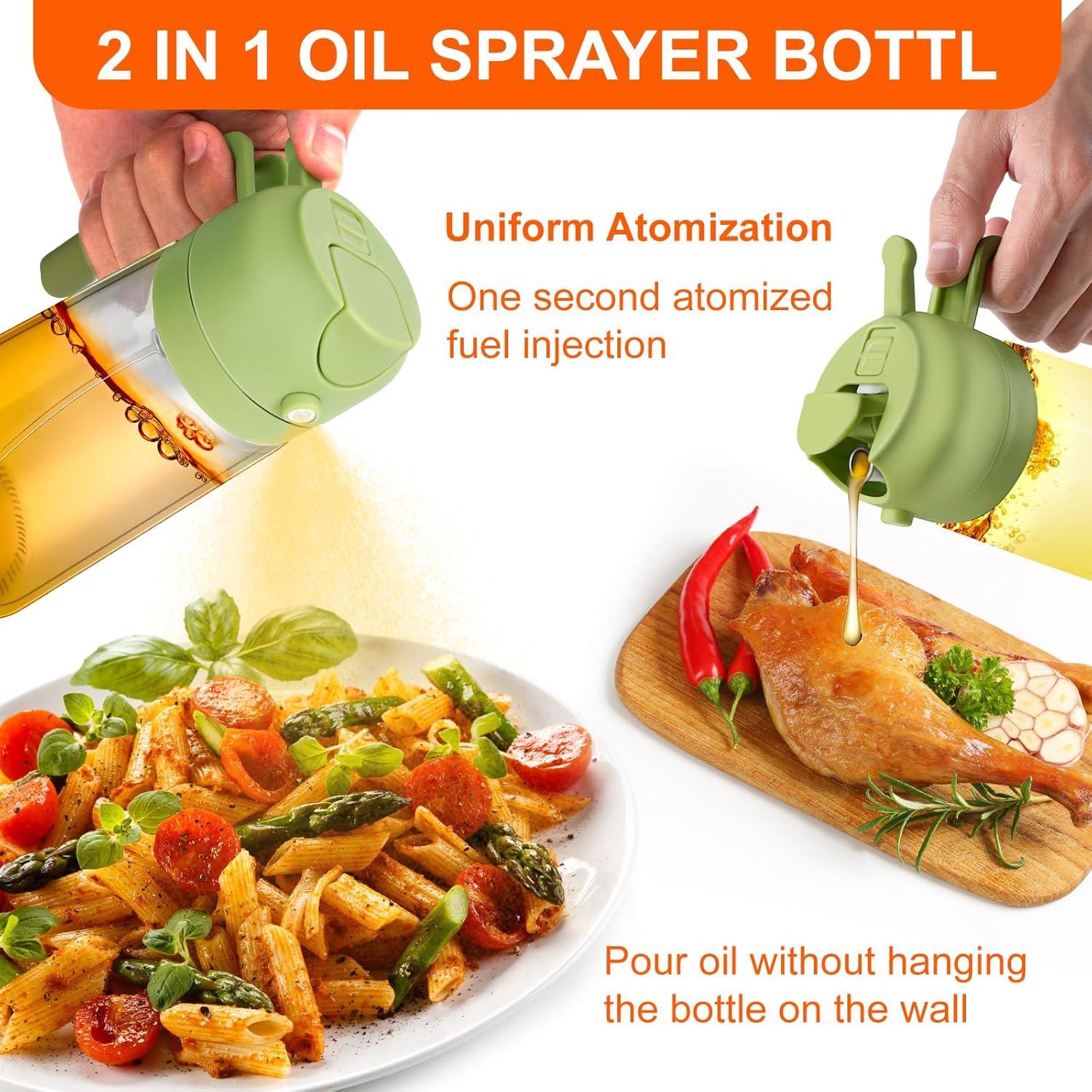 Dispensador y Pulverizador de Aceite 2 en 1 Wanjiashanxuan 470ml Verde