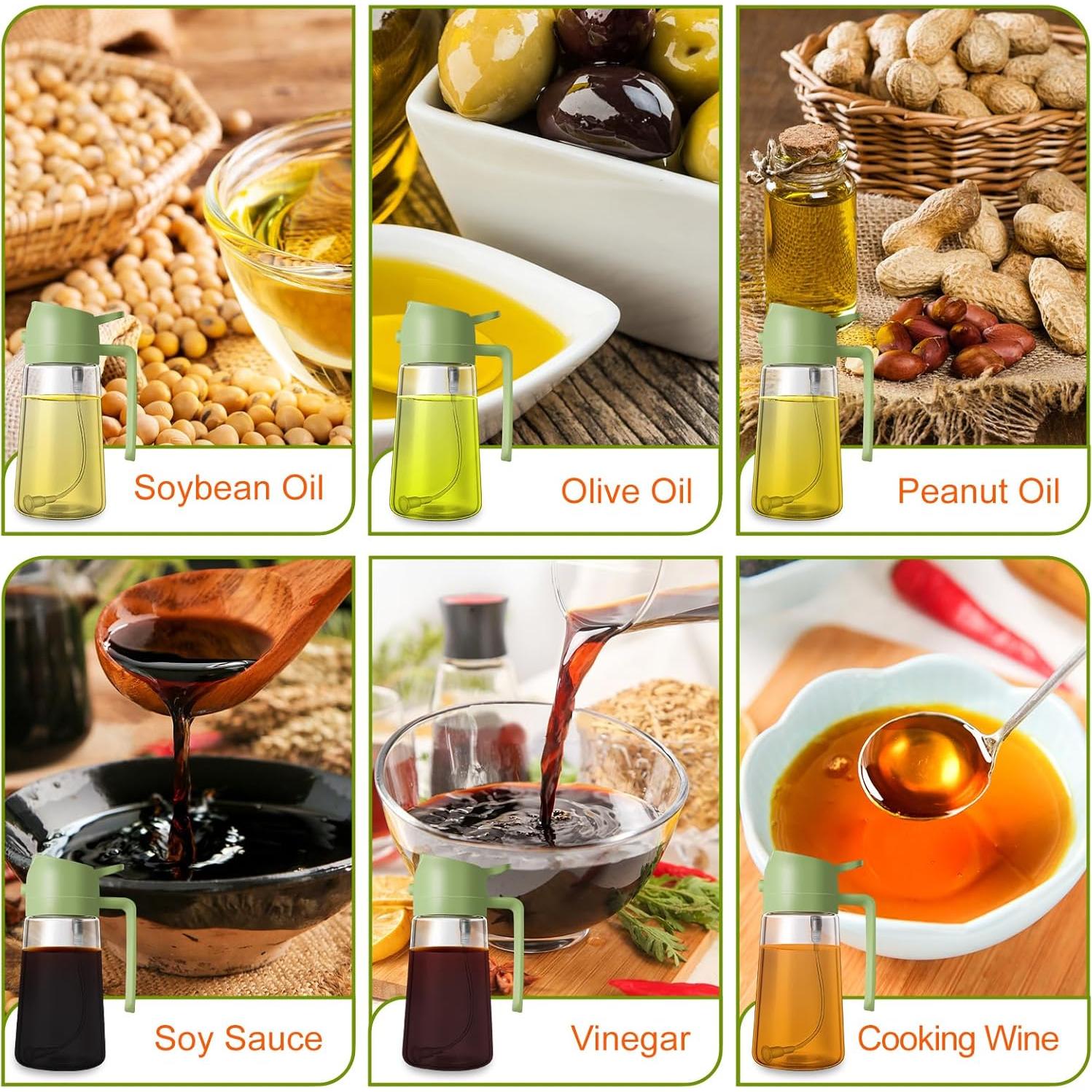 Dispensador y Pulverizador de Aceite 2 en 1 Wanjiashanxuan 470ml Verde