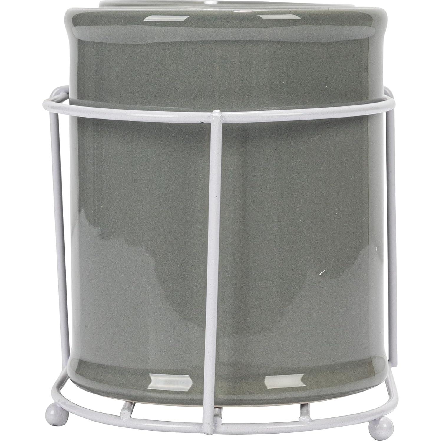 Conjunto de 3 Crocks de Cerámica Creative Co-Op en Gris y Blanco