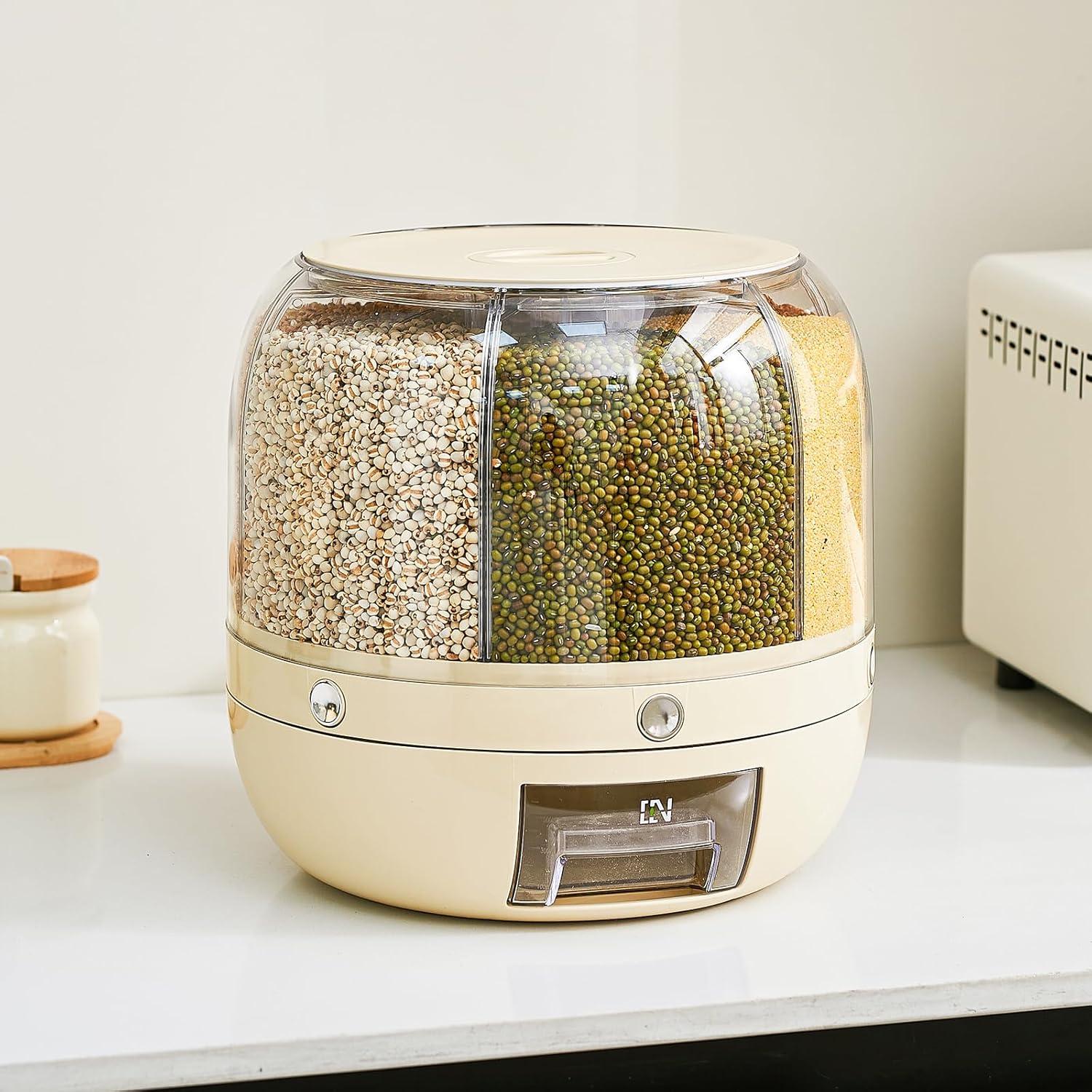 Dispensador de Arroz UFORU 9.07 kg 6 Compartimentos a Prueba de Humedad