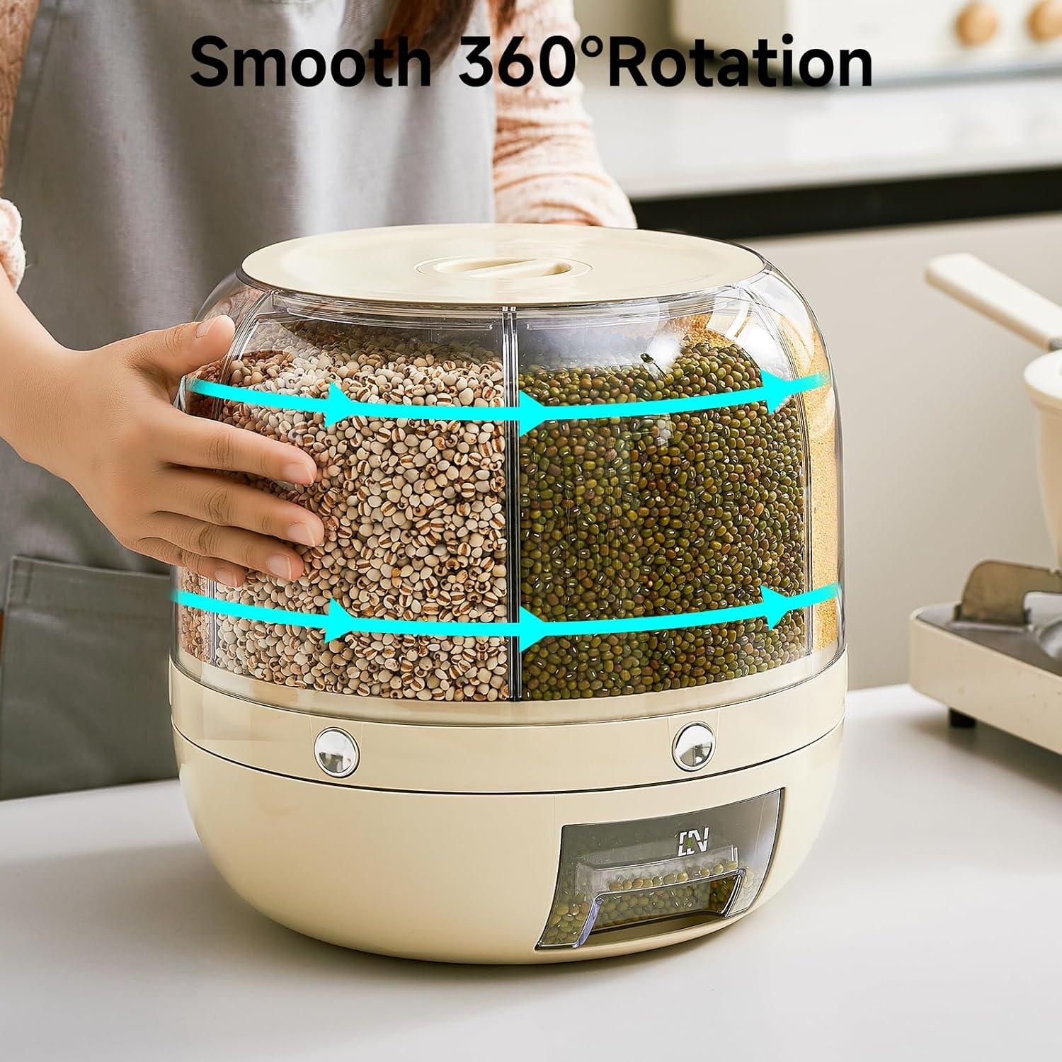 Dispensador de Arroz UFORU 9.07 kg 6 Compartimentos a Prueba de Humedad