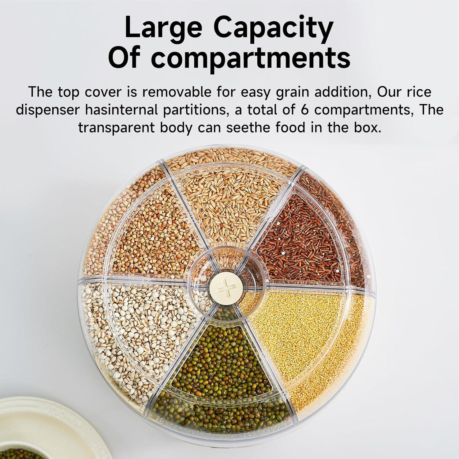 Dispensador de Arroz UFORU 9.07 kg 6 Compartimentos a Prueba de Humedad