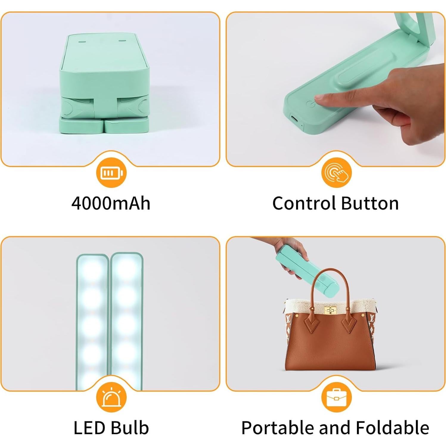 Lámpara de Escritorio LED Plegable Bsdgeclogy Azul 3 Modos