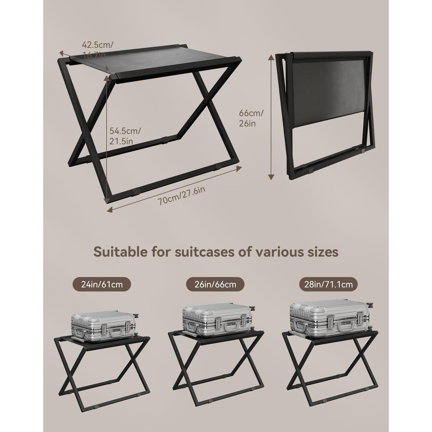 Soporte Plegable para Equipaje IBUYKE Negro 50kg 68.8x40.6cm