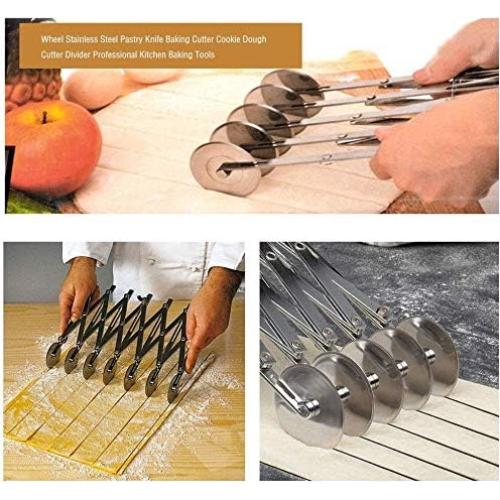 Cortador de Masa Ajustable UOHGDPY de Acero Inoxidable 5 Ruedas